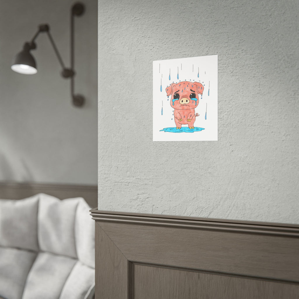 Sad Penny Pig in the Rain Wall Art | Lost and Found Critters