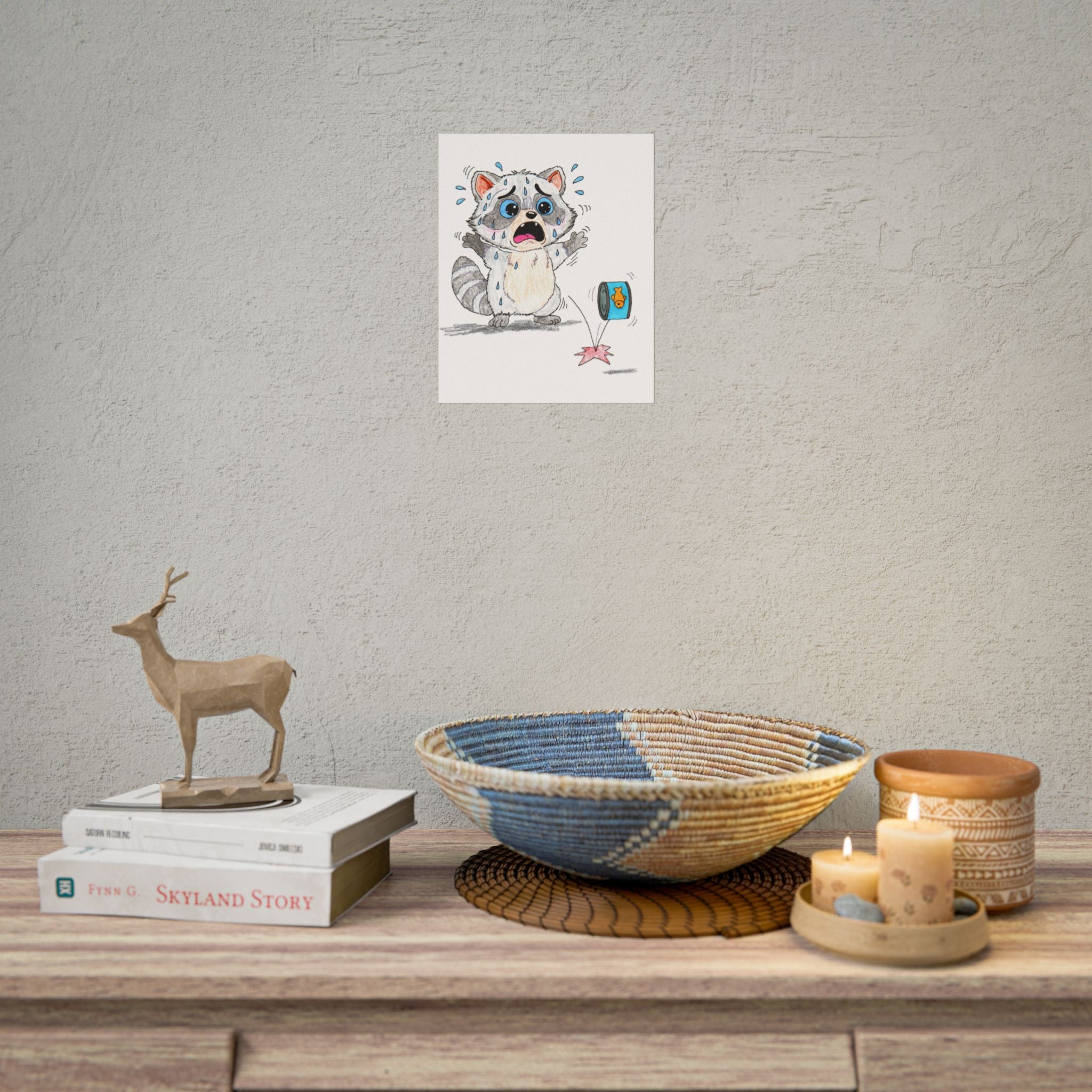 Lost Tuna Can Raccoon Print | Hand Drawn Raccoon Wall Art | Lost and Found Critter
