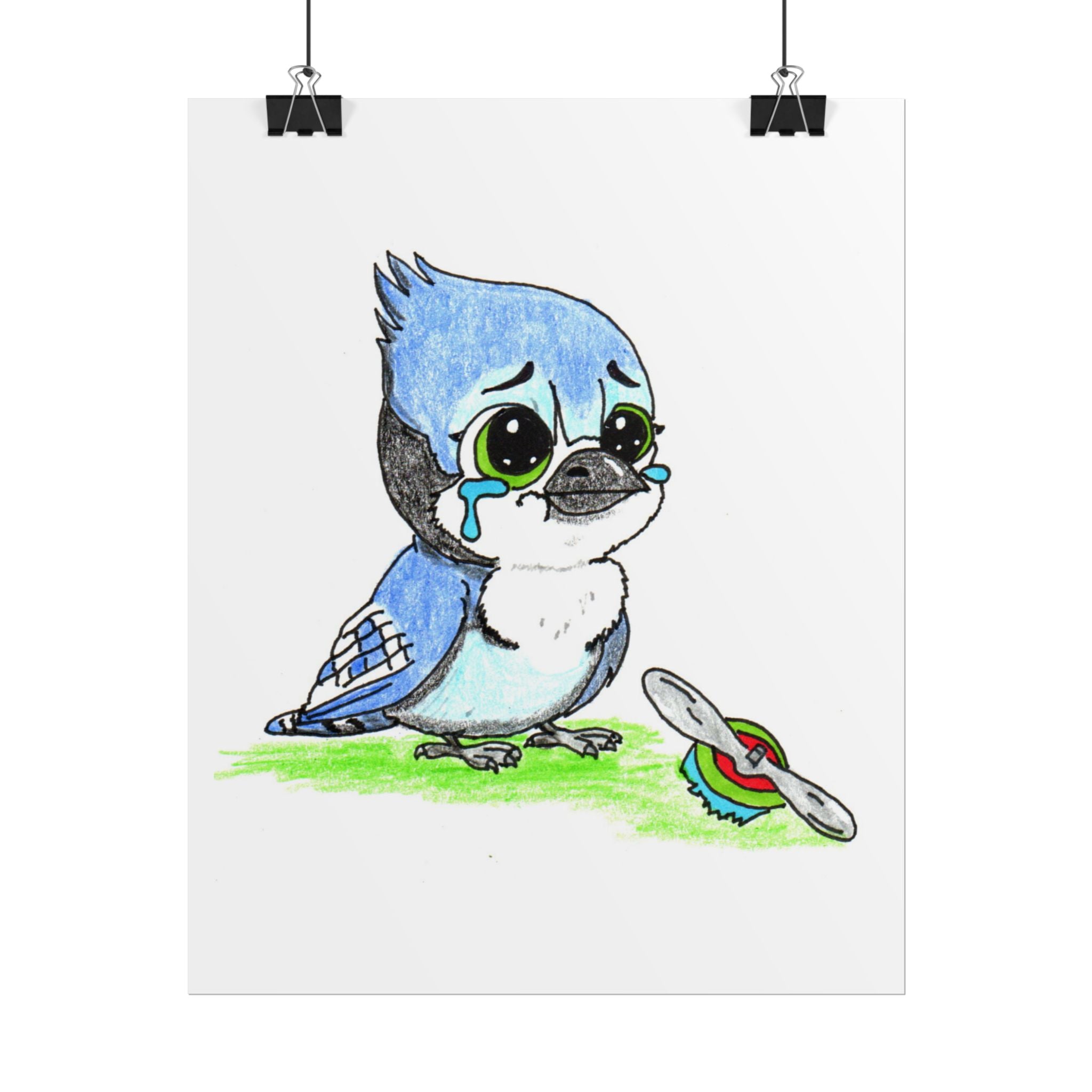Blue Jay Lost His Airplane | Lost & Found Critters | Hand Drawn Bird Art Print