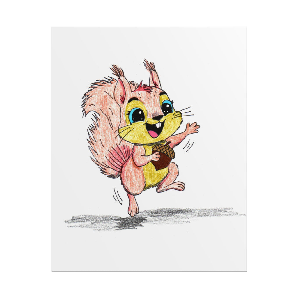 Lost & Found Squirrel Print | She Found a Nut Woodland Animal Wall Art | Hand Drawn Critter Decor
