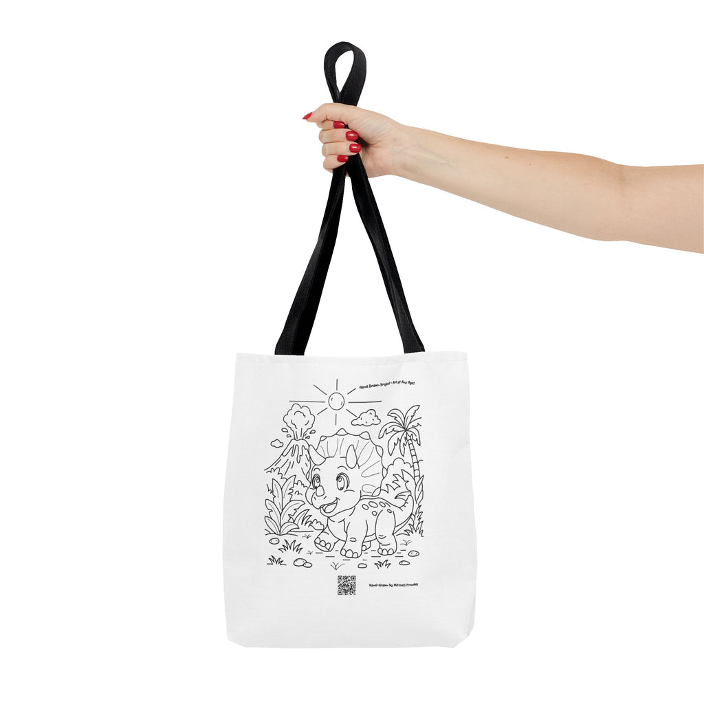 Triceratops Tote Bag | Hand-Drawn Dinosaur Art by Mitchell Trumble | Fun Gift for Dino Fans