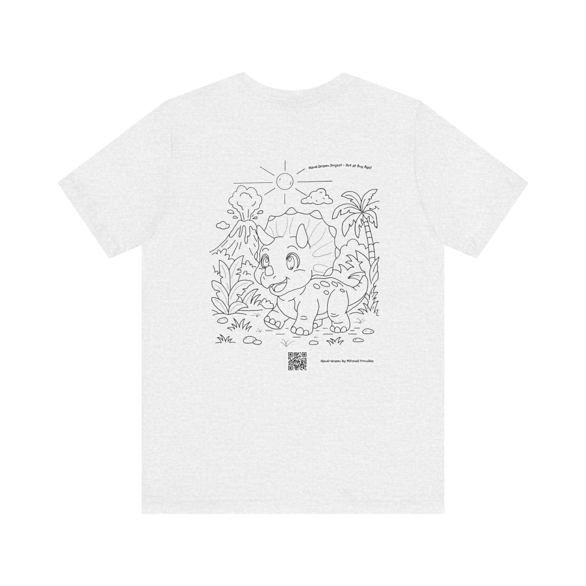 Triceratops Unisex T-Shirt | Bella+Canvas 3001 | Hand-Drawn Dino with QR Code