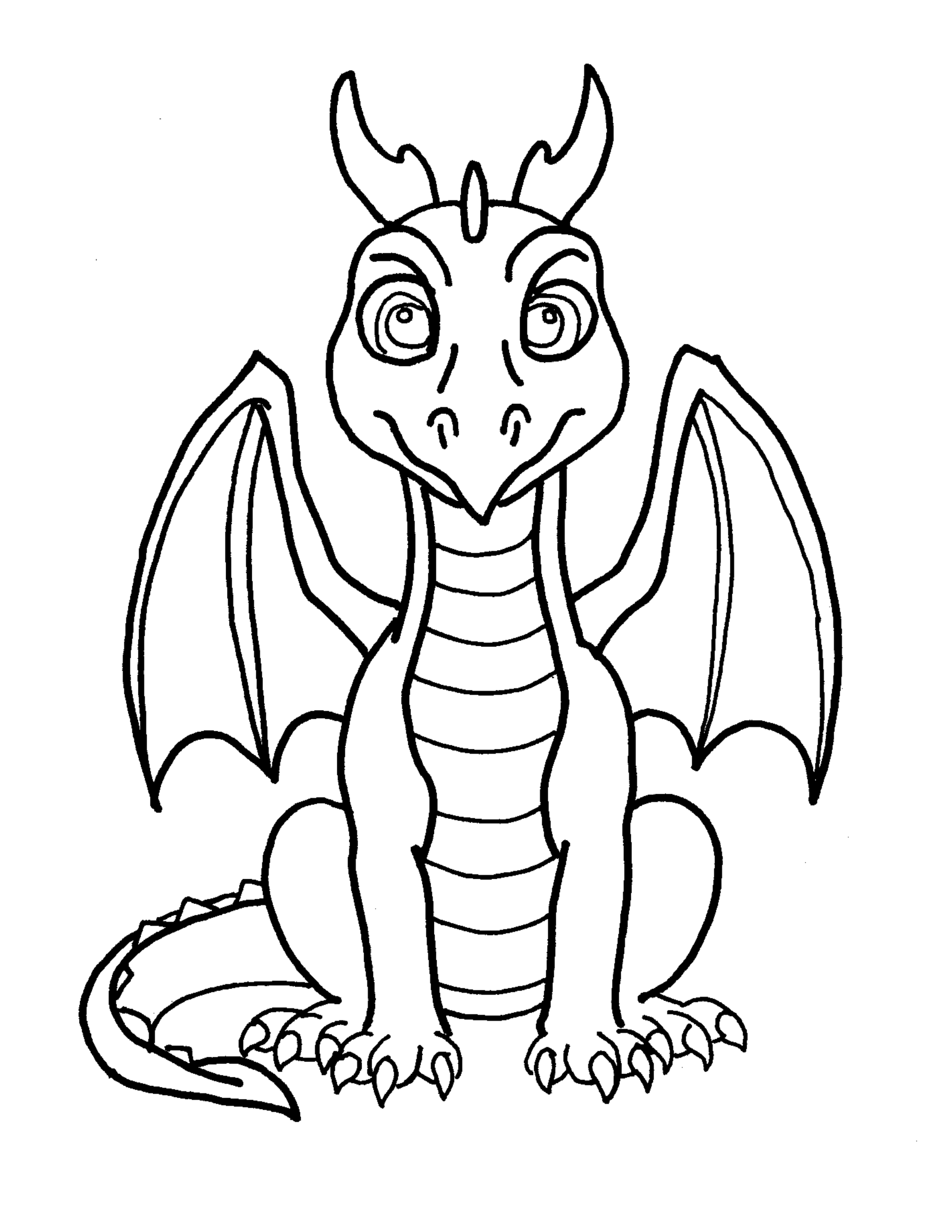 Free Dragon Sitting Straight Coloring Page | Printable PDF for Kids
