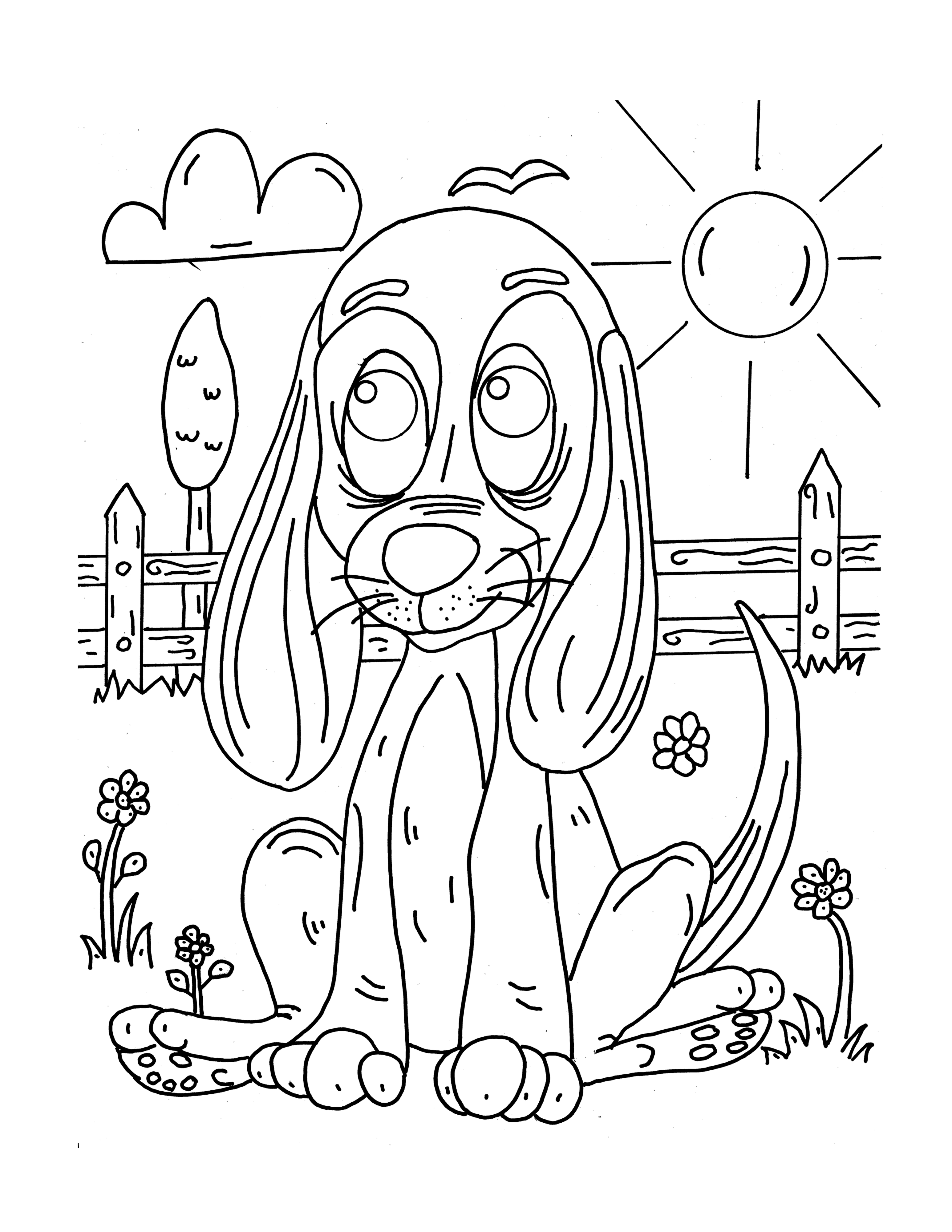 Free Cute Puppy on a Farm Coloring Page | Printable PDF for Kids