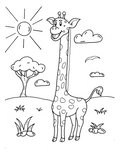Free Happy Giraffe in Sun Coloring Page | Printable PDF for Kids