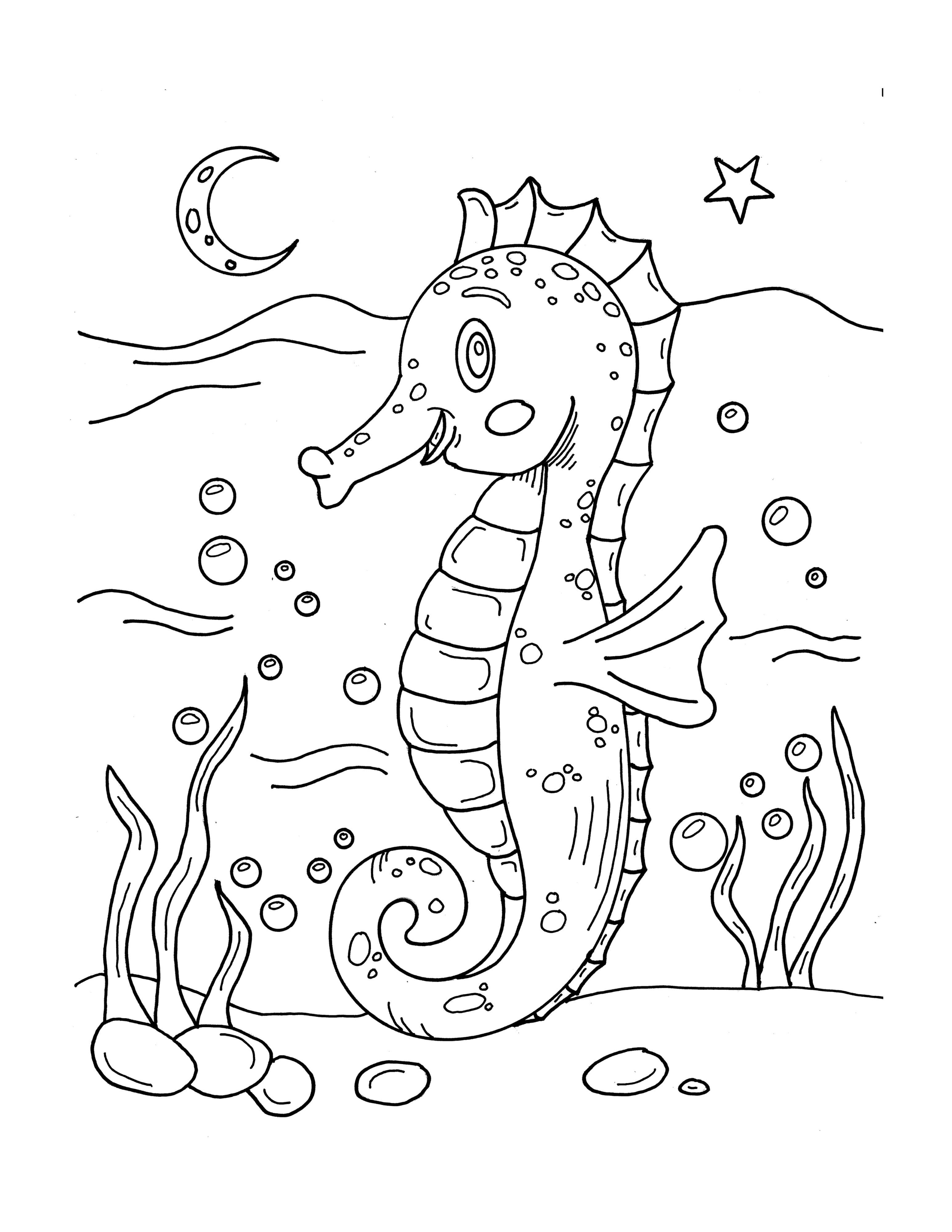 Free Happy Seahorse Coloring Page | Printable PDF for Kids