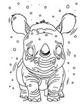 Free Rhino in the Snow Coloring Page | Printable PDF for Kids