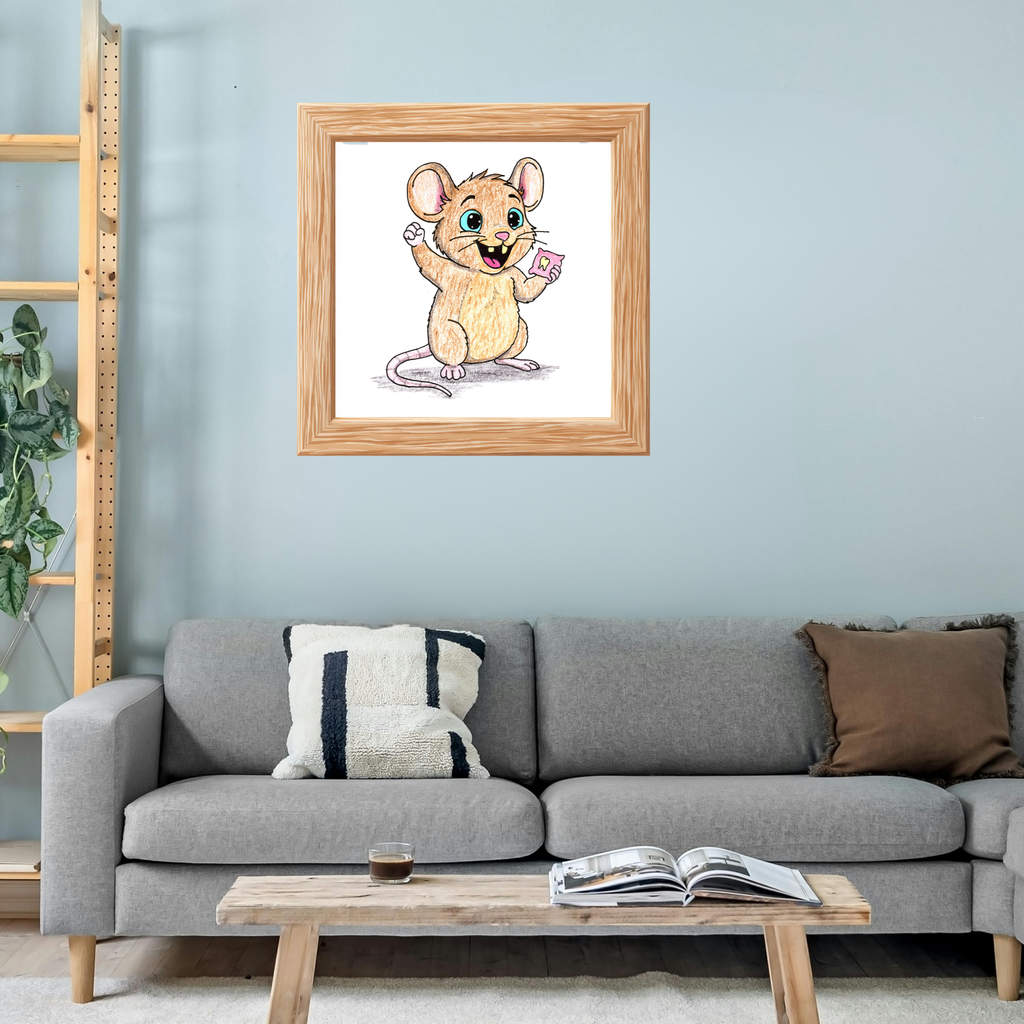 Mouse Celebrates His First Tooth | Hand Drawn Wall Art Print | Tooth Fairy Gift