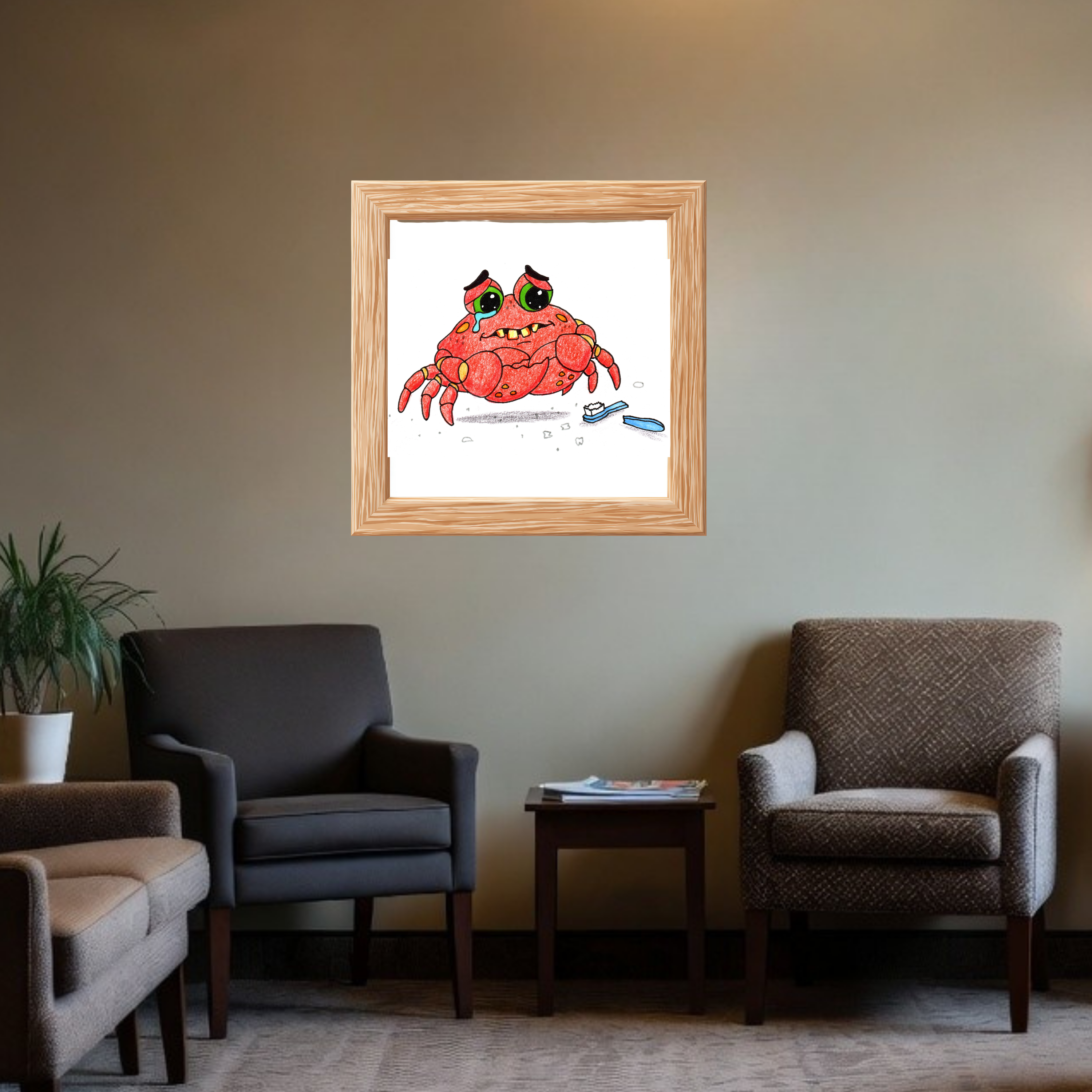 Sad Crab Lost His Toothbrush | Brave Little Critters Wall Art