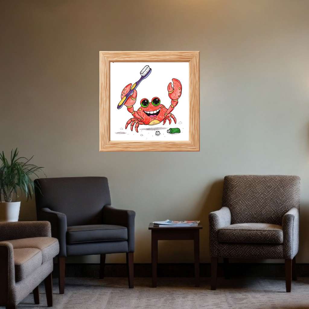 Happy Crab Found a New Toothbrush | Brave Little Critters Wall Art Print