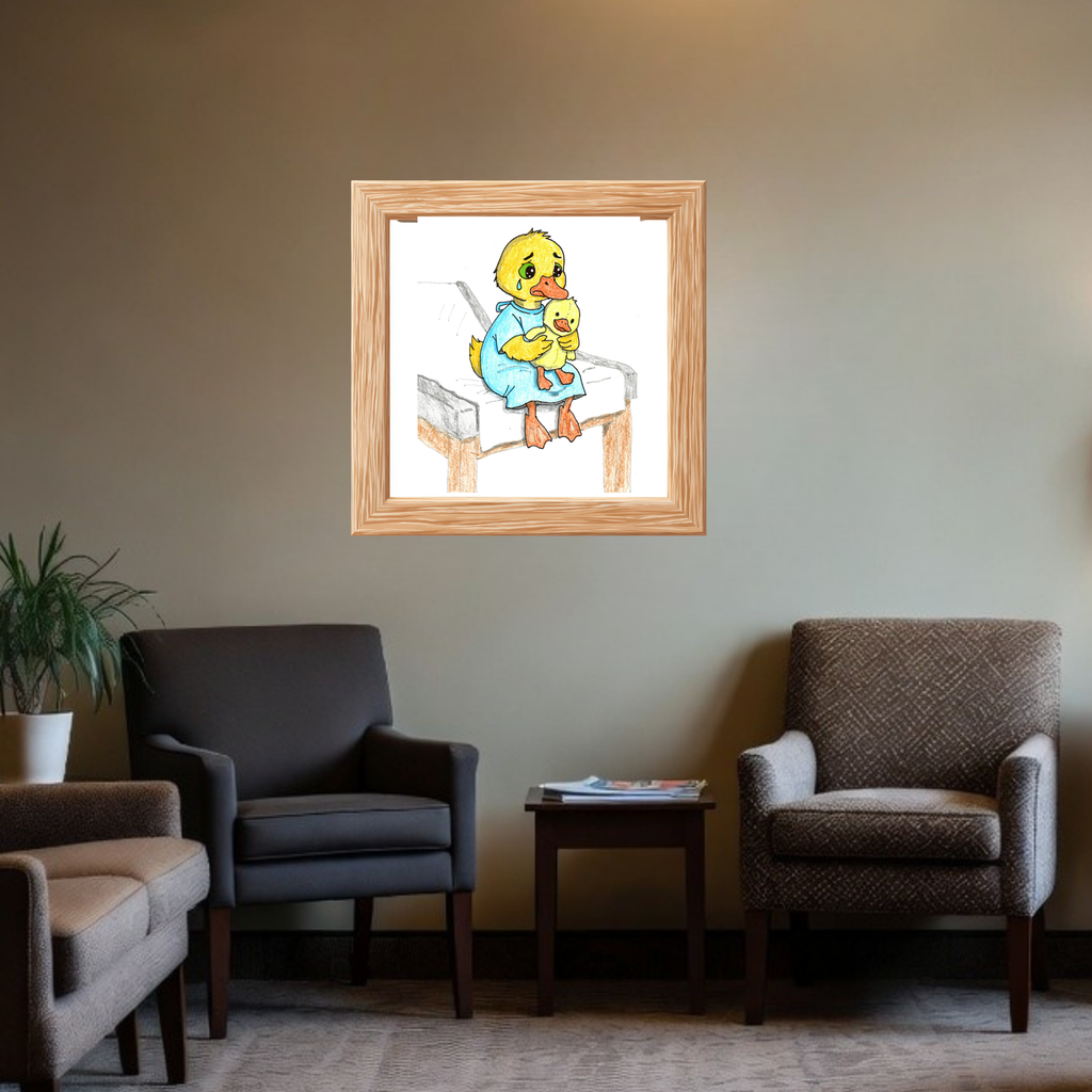 Brave Duck Doctor Visit Print | Hand Drawn Nursery Wall Art