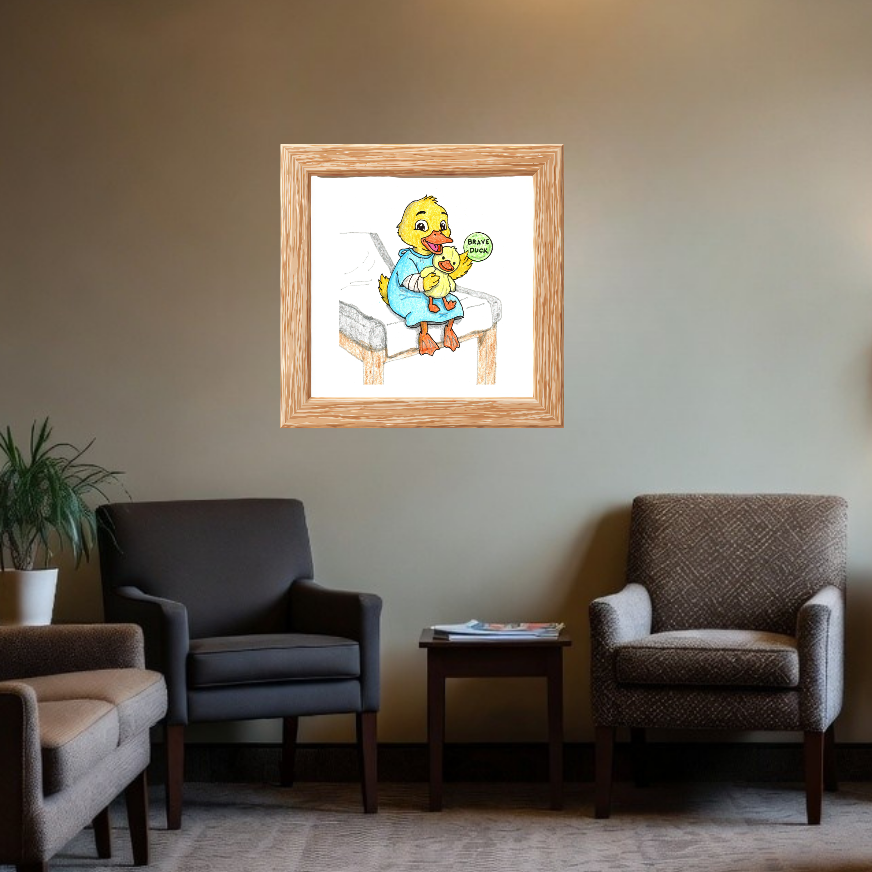 Brave Duck Badge Print | Hand Drawn Duck Nursery Wall Art