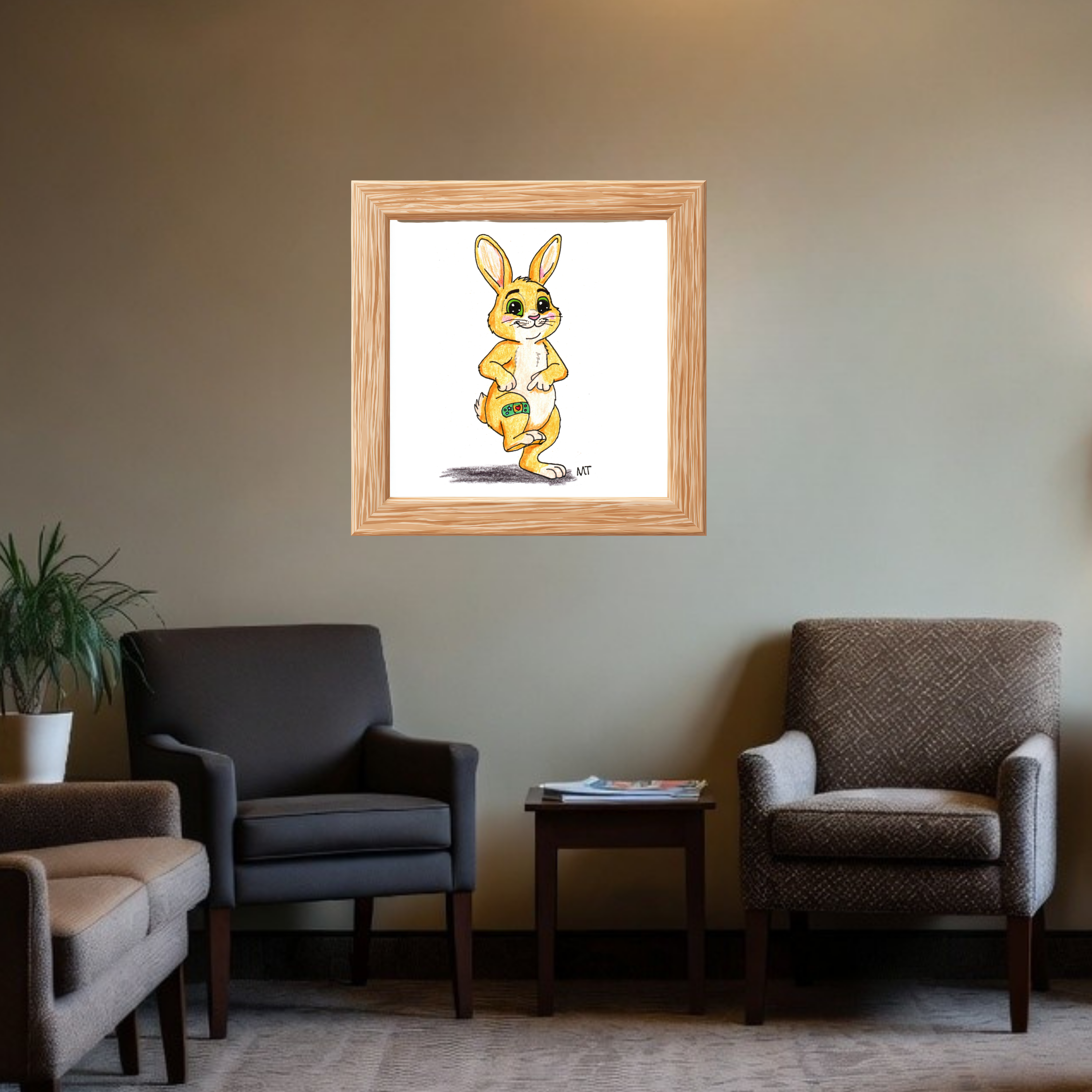 Brave Little Critters Hurt Bunny Print | Bunny with Bandage Wall Art |