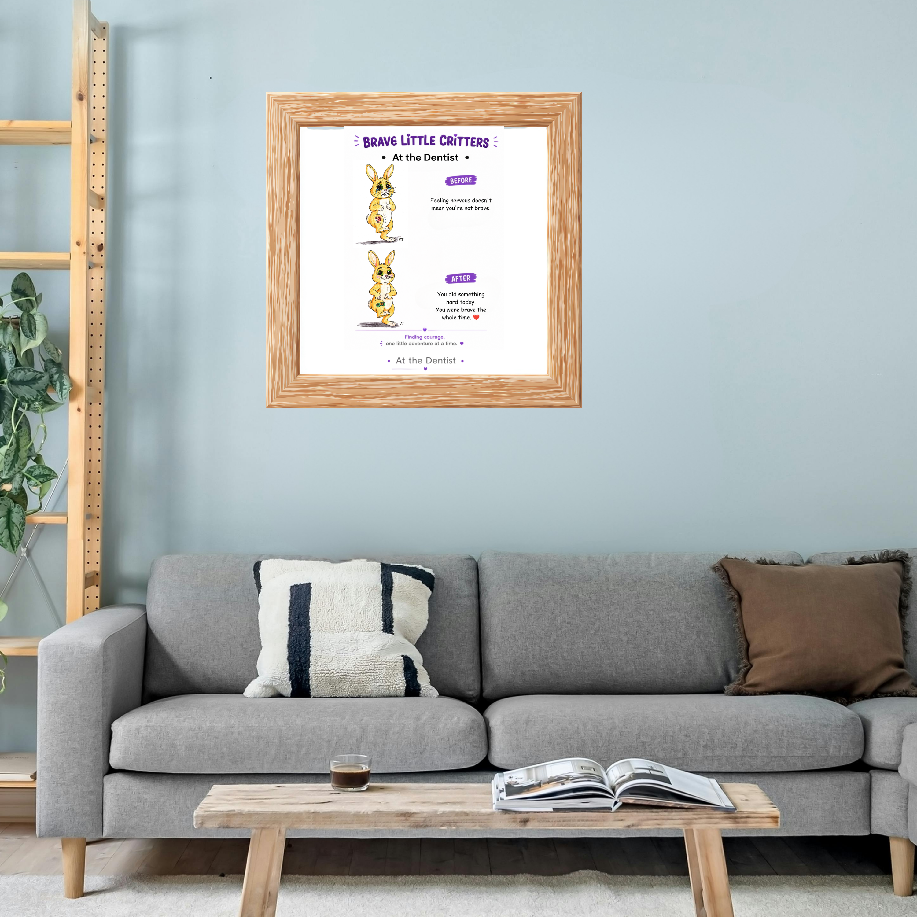 Brave Little Critters Encouragement Poster | Bunny Bandage Wall Art