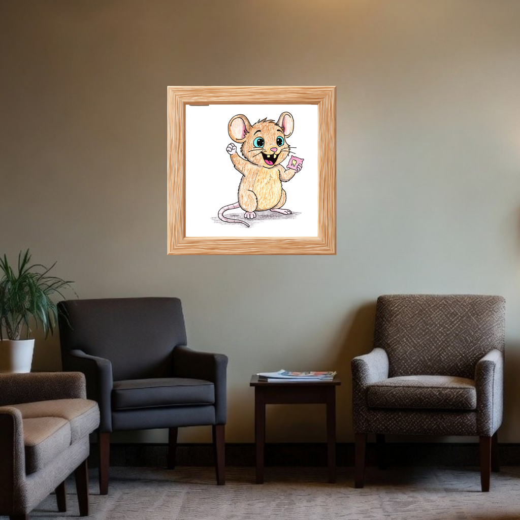 Mouse Celebrates His First Tooth | Hand Drawn Wall Art Print | Tooth Fairy Gift