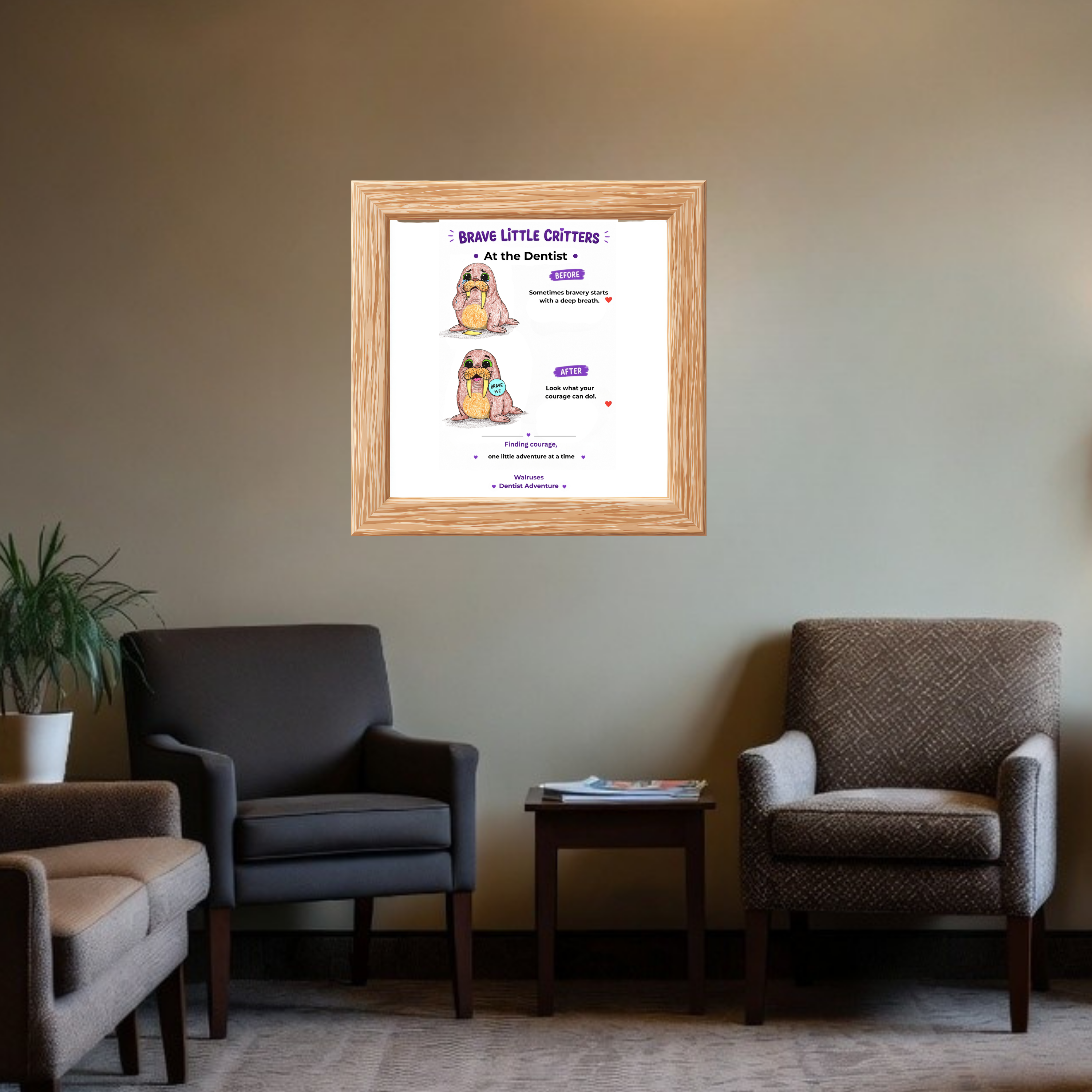 Brave Little Critters Walruses Dentist Adventure | Before & After Encouragement Poster