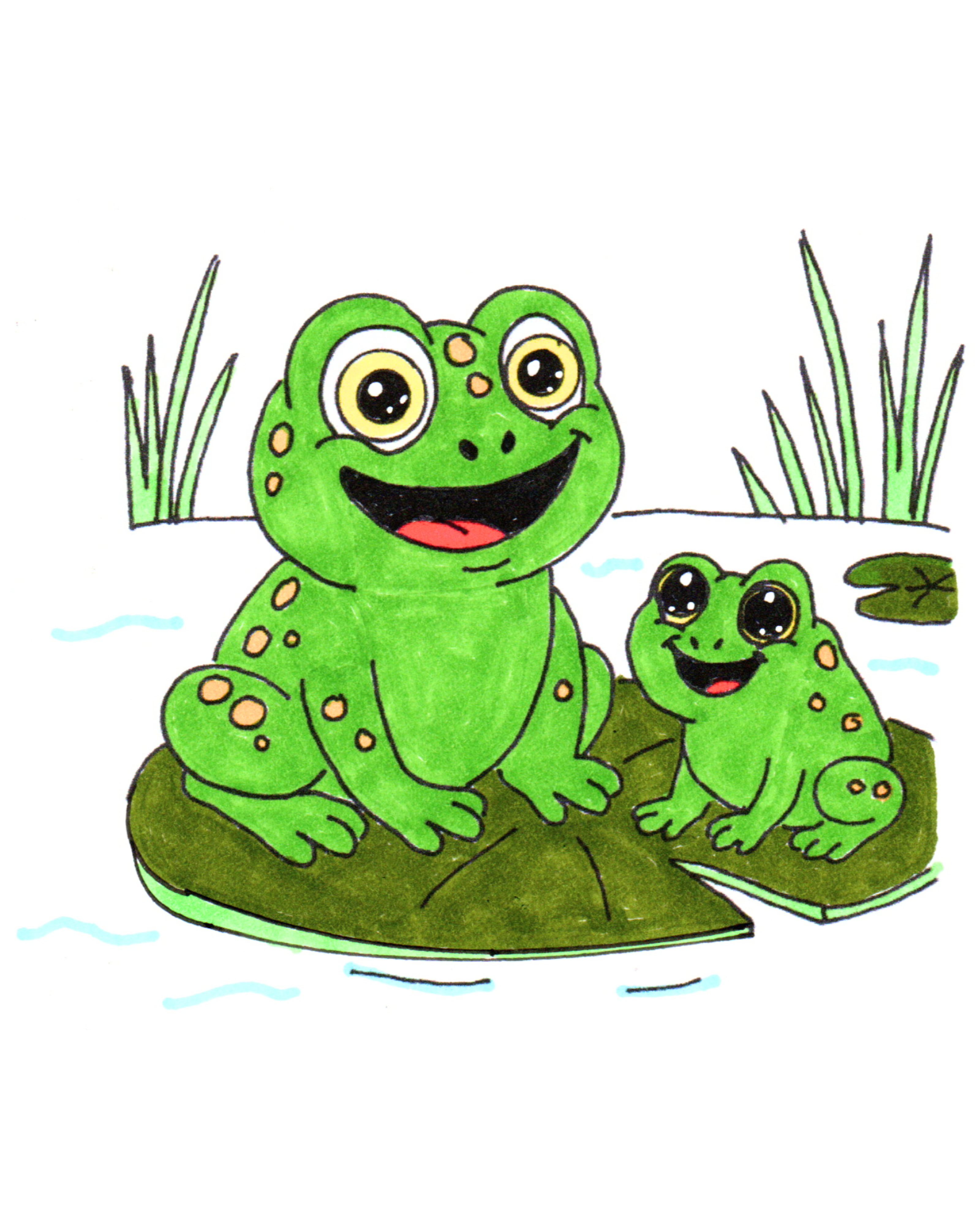 Lilly Pad New Frog Meets New Friend - Pond Printable Nursery Artwork Download