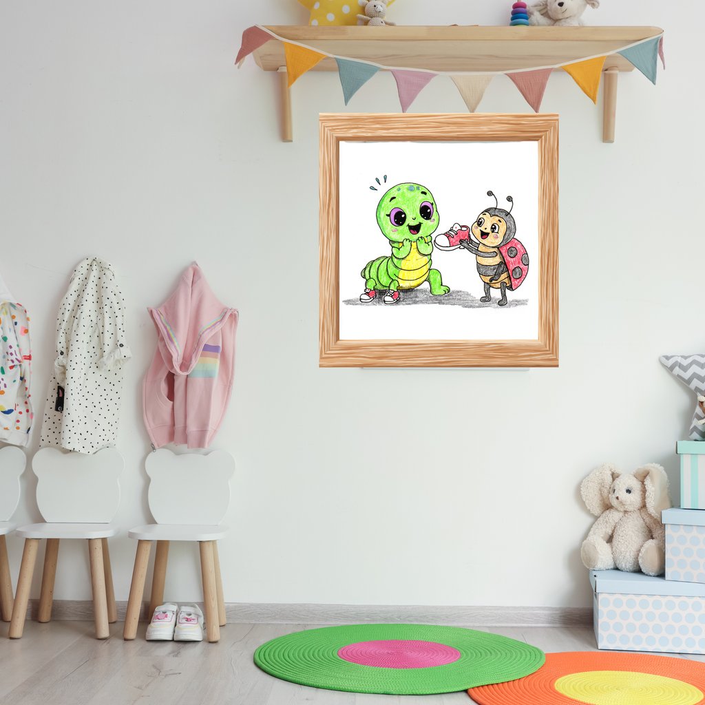 Inchworm Found Her Tiny Shoe Art Print | Ladybug Friendship