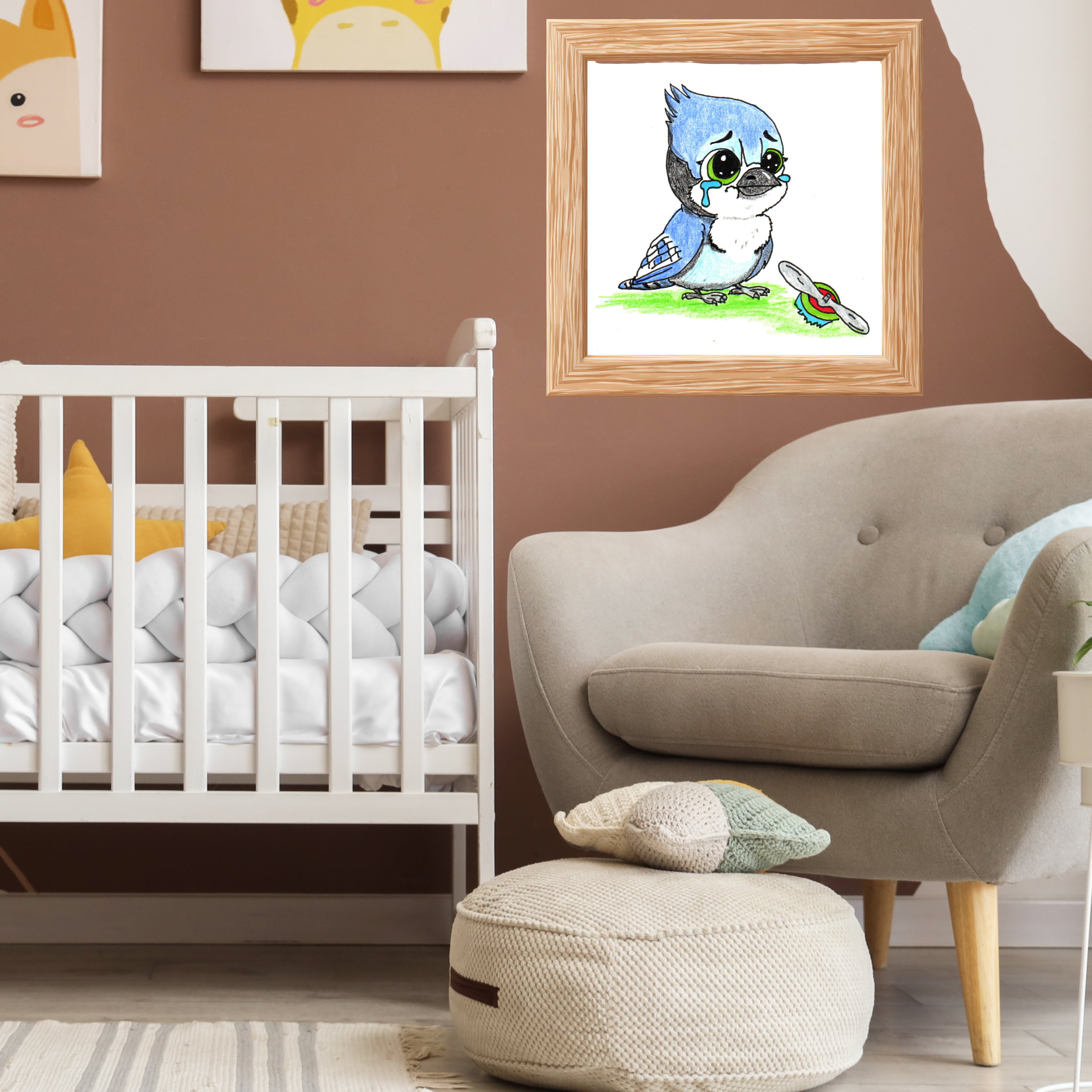 Blue Jay Lost His Airplane | Lost & Found Critters | Hand Drawn Bird Art Print