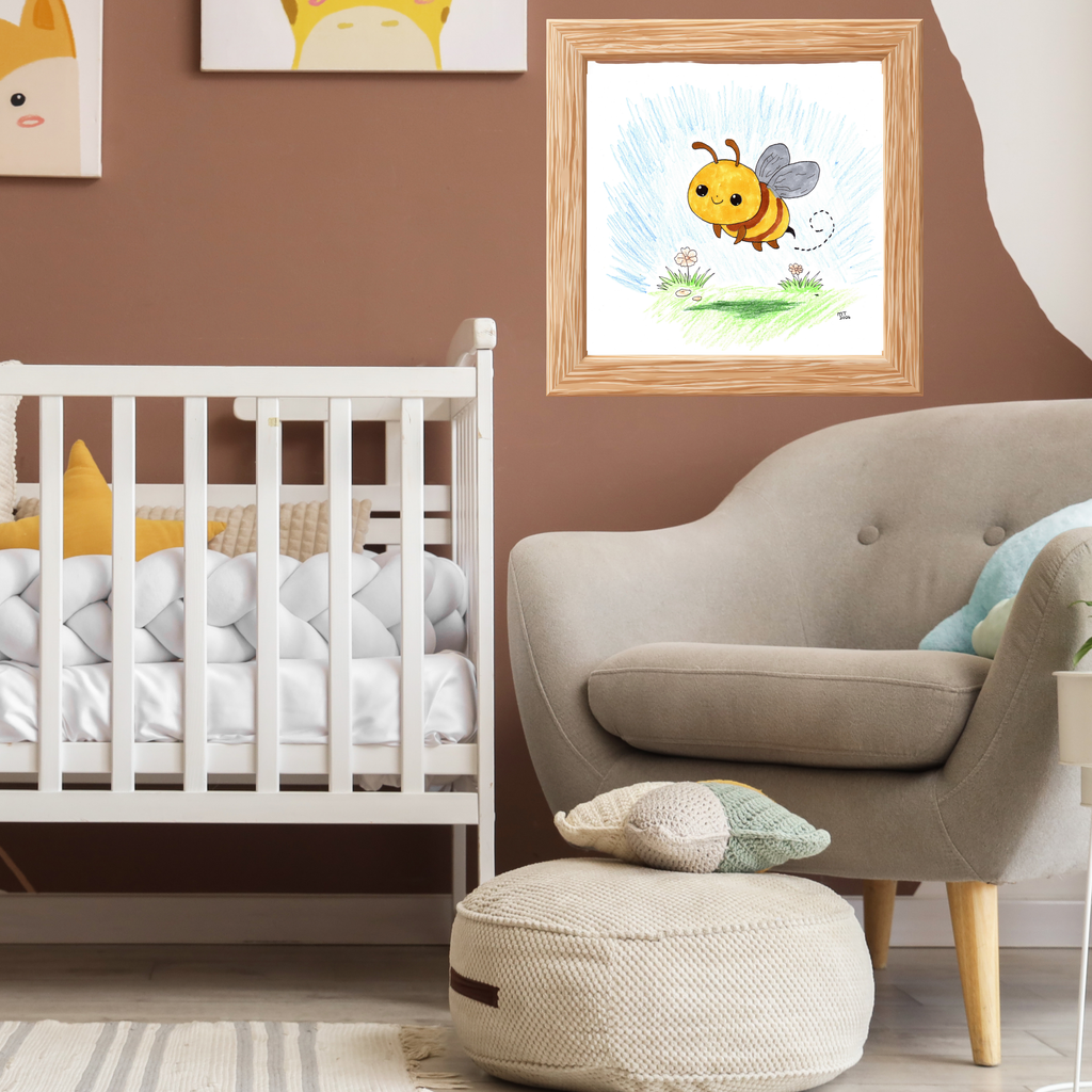 Sunny the Bee Wall Art | Cute Bee Nursery Print | Hand Drawn Bumblebee Art