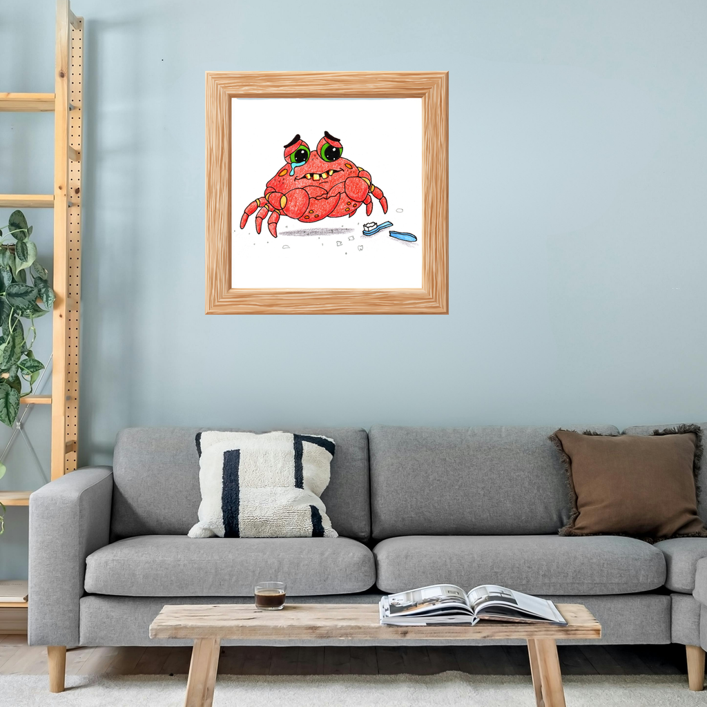 Sad Crab Lost His Toothbrush | Brave Little Critters Wall Art