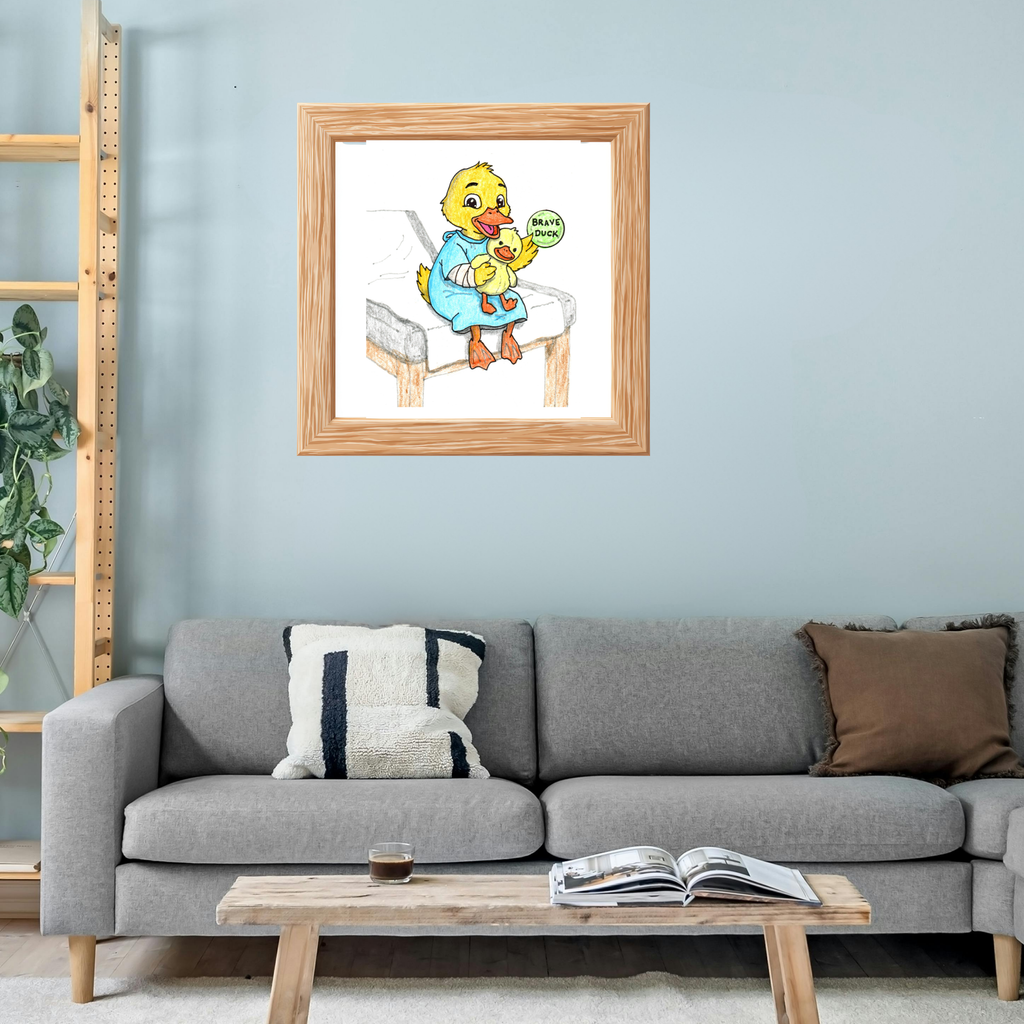 Brave Duck Badge Print | Hand Drawn Duck Nursery Wall Art