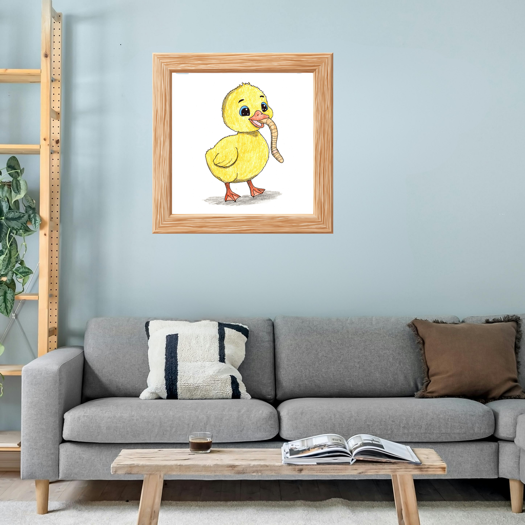 Happy Gosling Wall Art, Cute Baby Goose Print