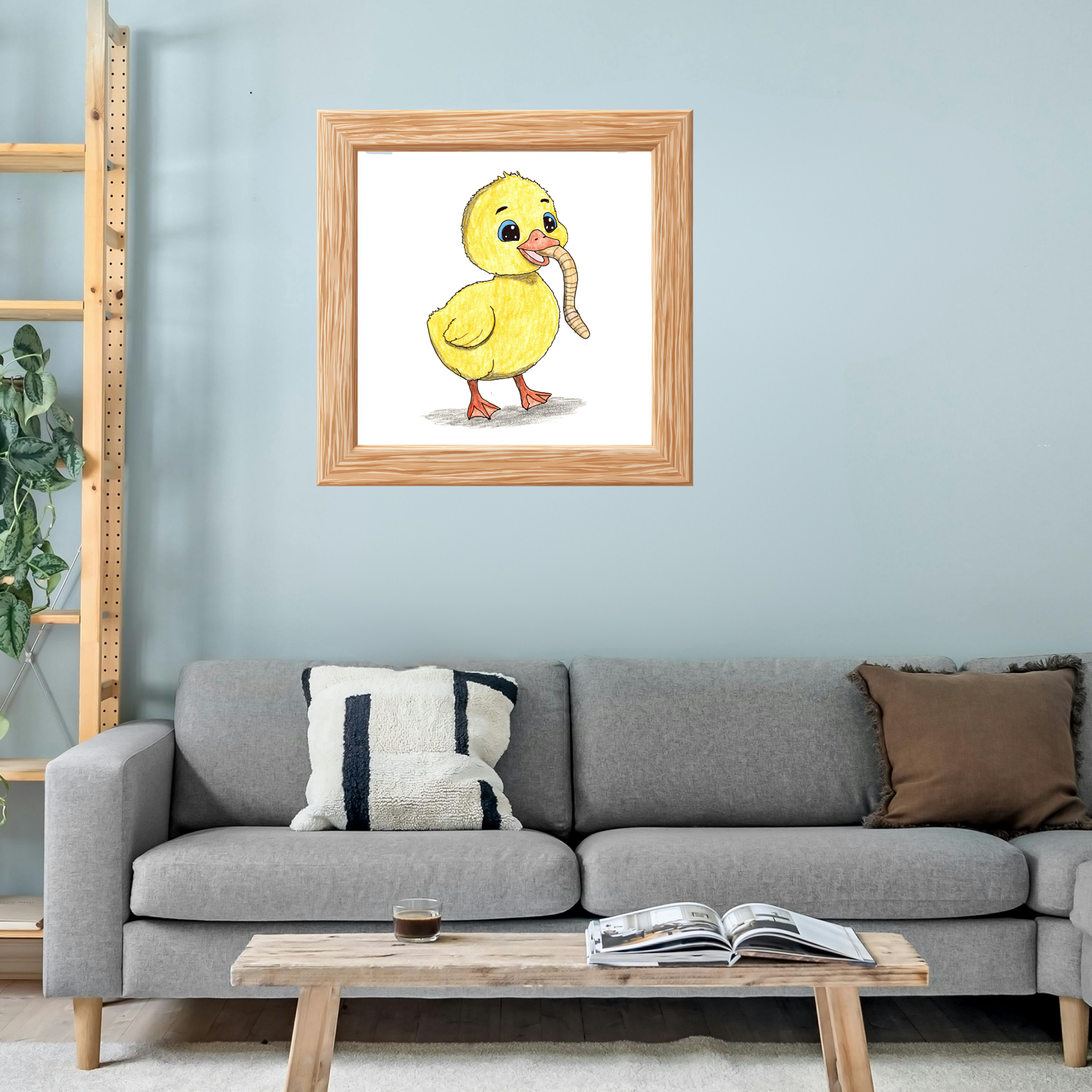 Happy Gosling Wall Art, Cute Baby Goose Print