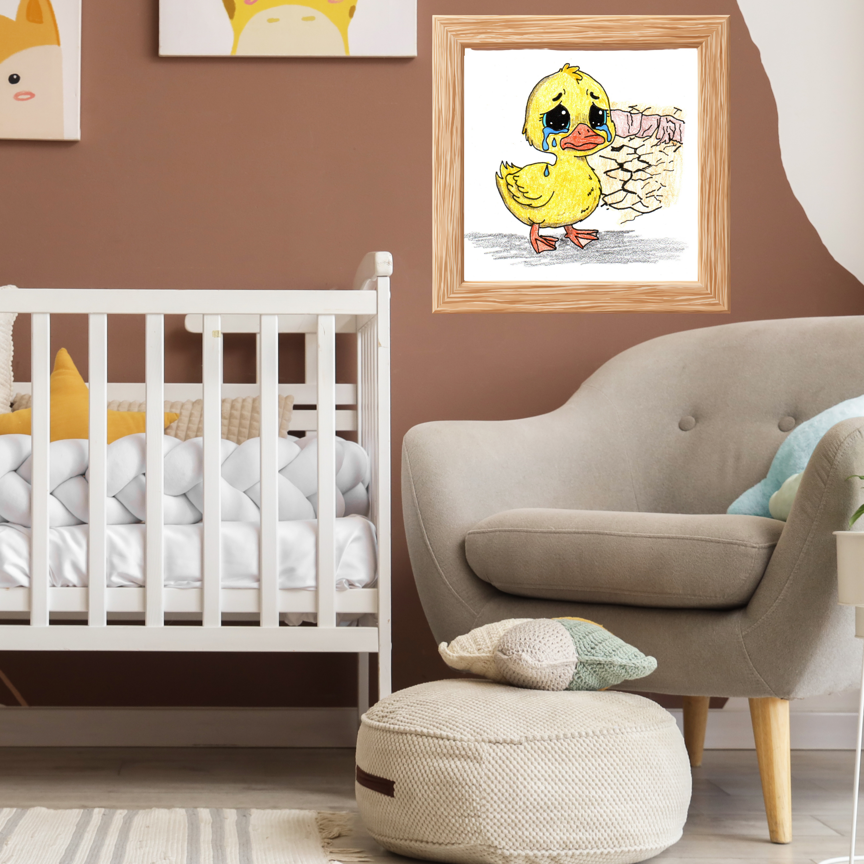 Duck Lost Her Pond Print, Sad Duck Wall Art, Hand Drawn Duck Print