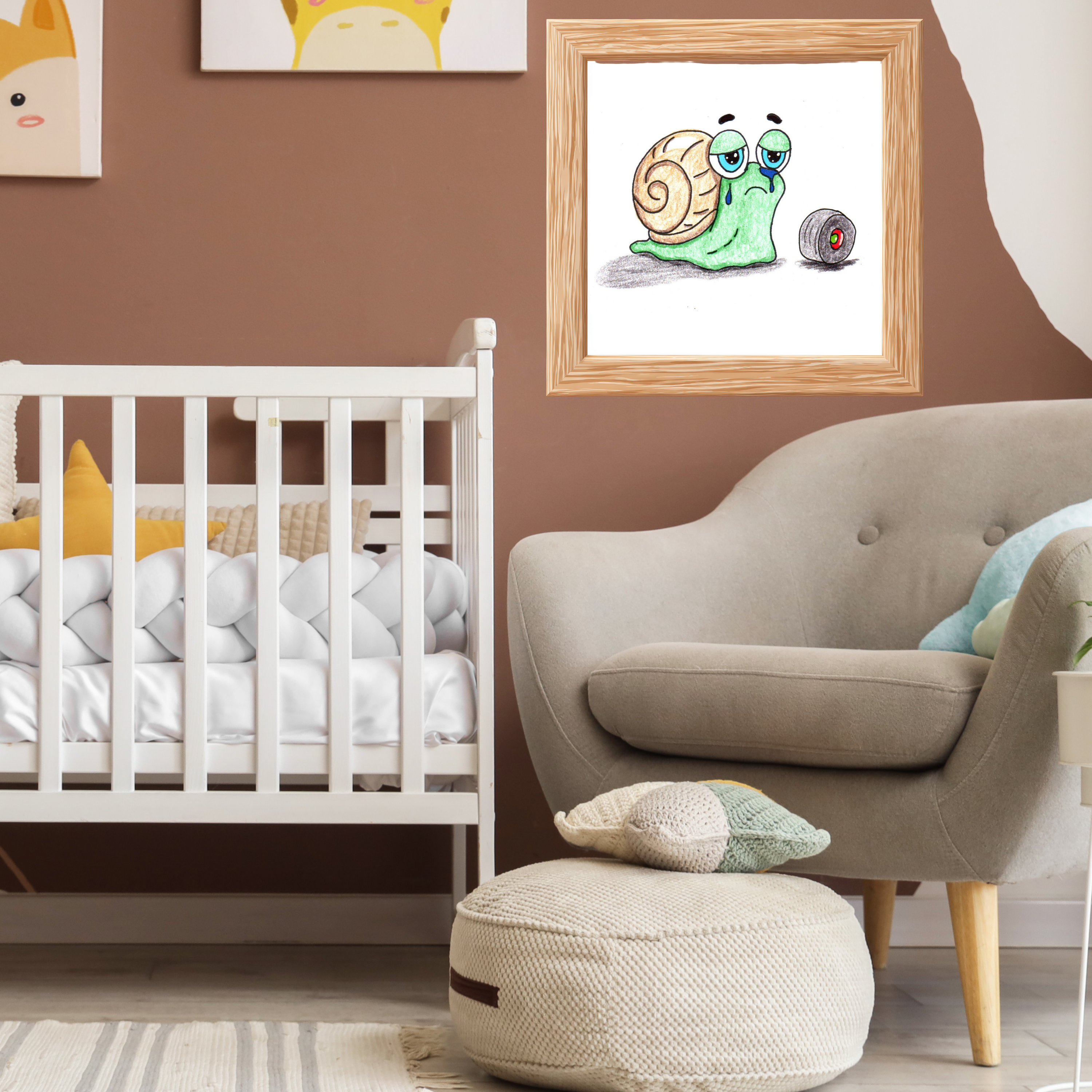 She Lost Her Wheel | Sad Snail Wall Art | Hand Drawn Lost & Found Critter Digital Download