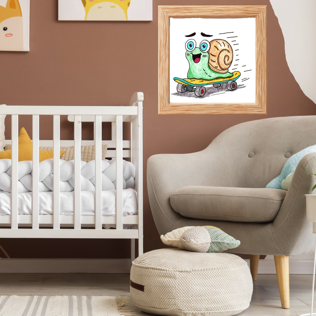 She Found Her Speed | Hand Drawn Snail Print | Cute Skateboard Snail Wall Art