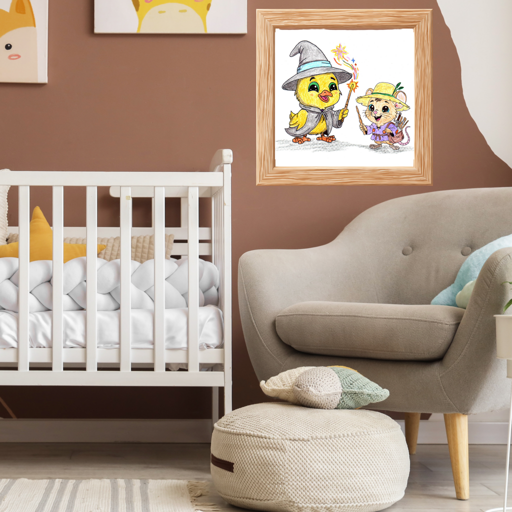 Wizard Chick Found Her Magic Wand | Hand Drawn Baby Chick Fantasy Art Print
