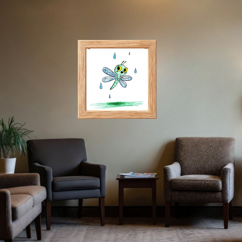 Betsy the Happy Dragonfly Art Print | Cute Dragonfly Nursery Wall Art | Kids Room Nature Decor
