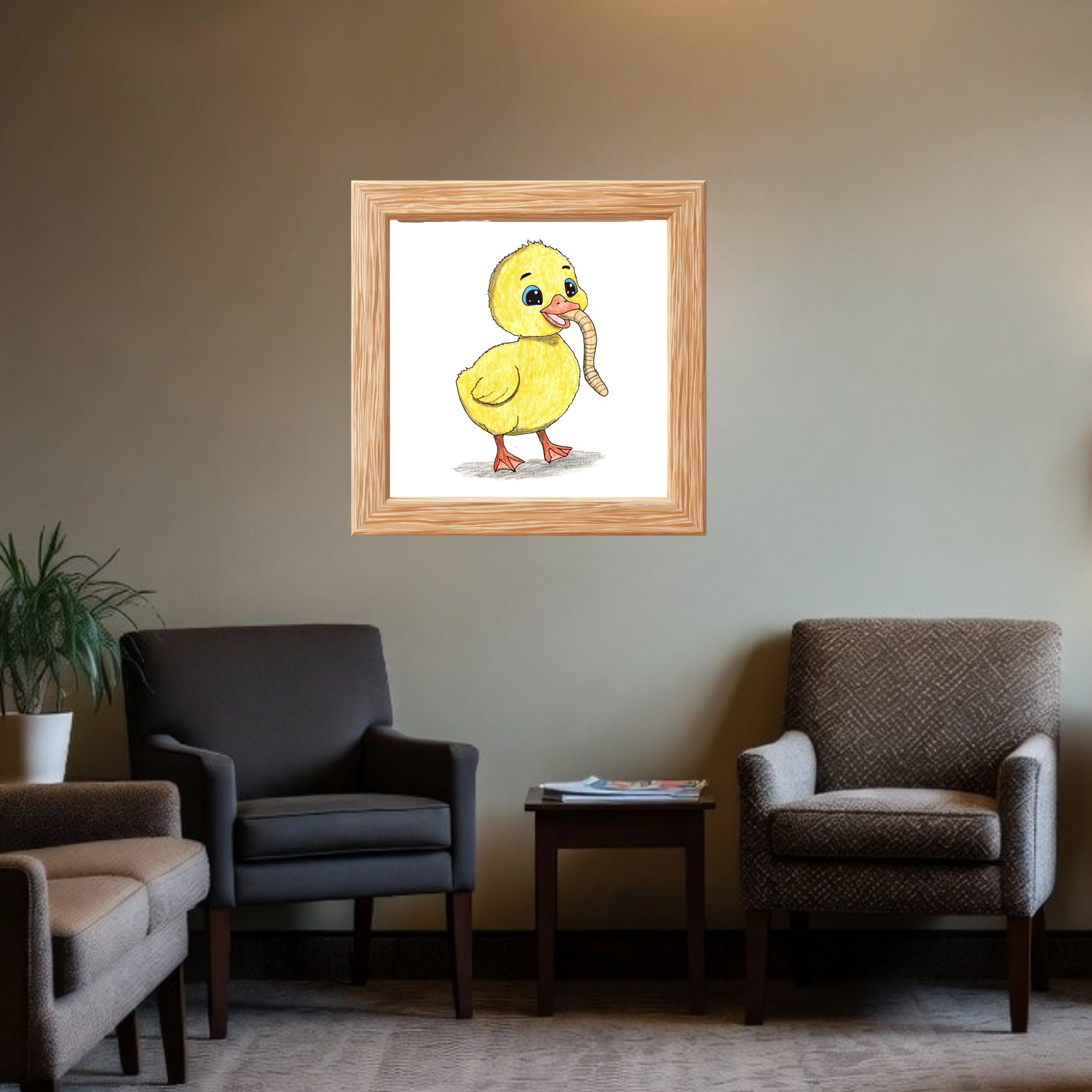 Happy Gosling Wall Art, Cute Baby Goose Print