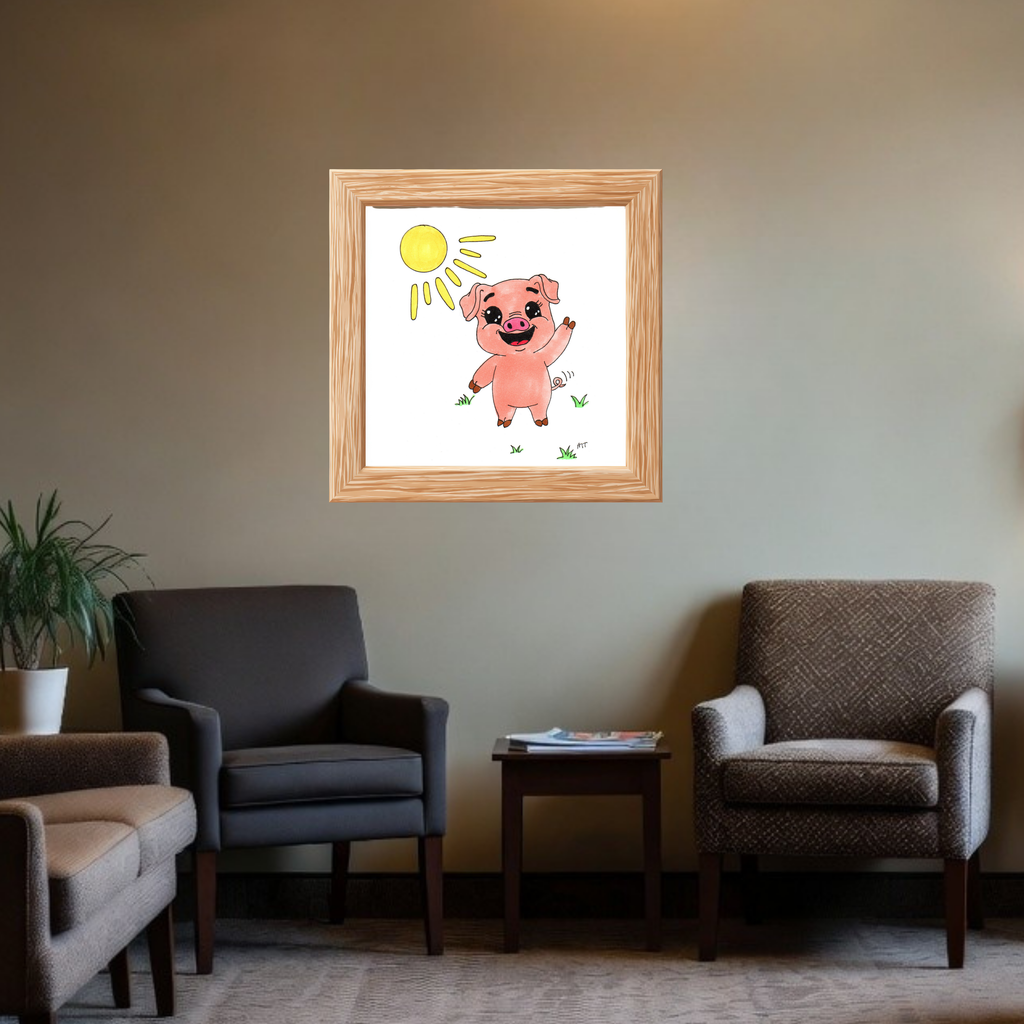 Penny Found Her Sunshine , Hand Drawn Farm Animal Wall Art,  Whimsical Country Illustration