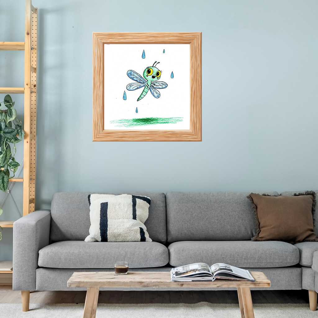 Betsy the Happy Dragonfly Art Print | Cute Dragonfly Nursery Wall Art | Kids Room Nature Decor