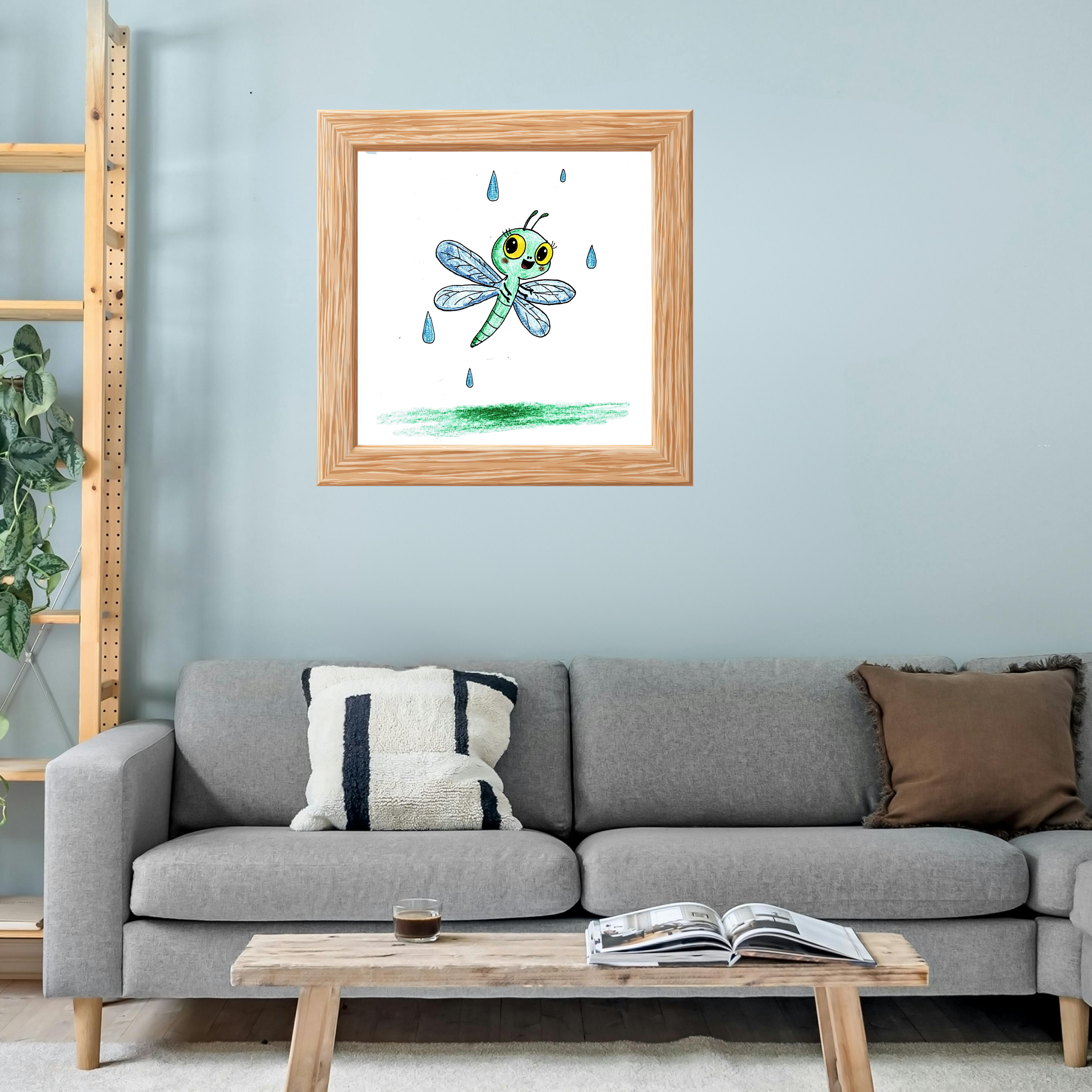 Betsy the Happy Dragonfly Art Print | Cute Dragonfly Nursery Wall Art | Kids Room Nature Decor