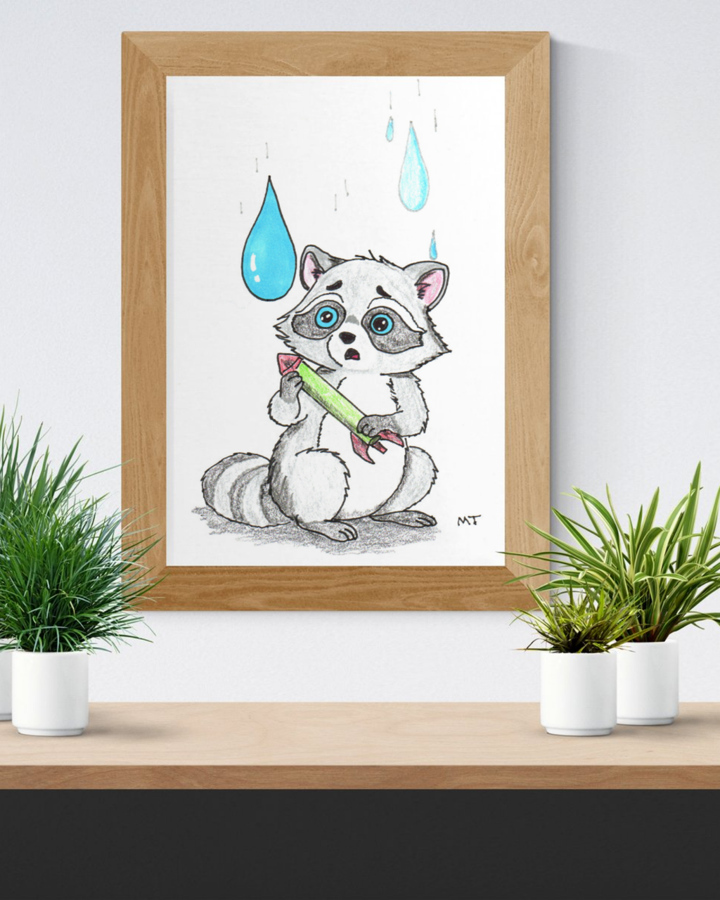Lost Her Rocket Flame | Sad Raccoon Art Print | Hand Drawn Woodland Wall Decor