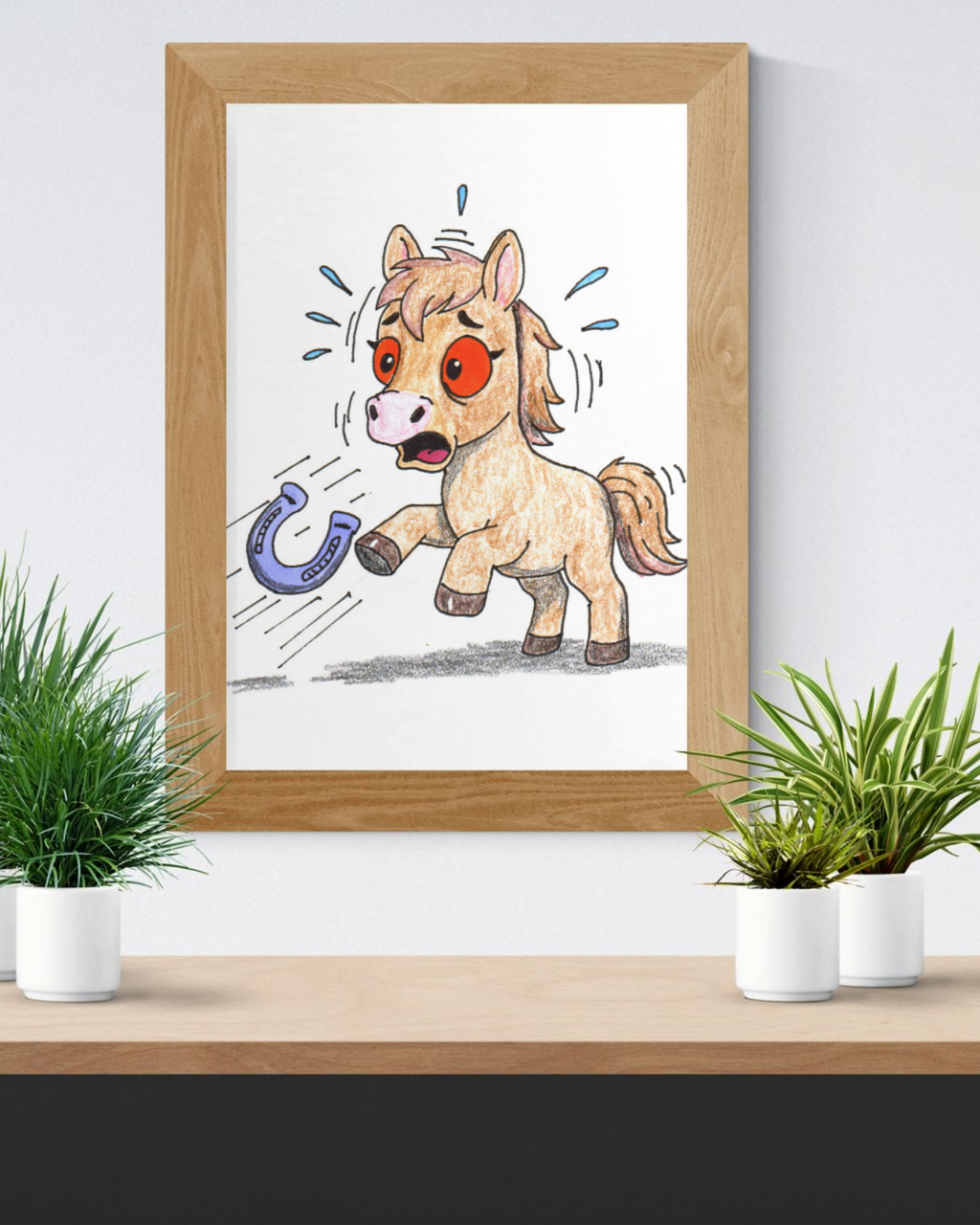 Horse Lost Her Horseshoe Art Print | Hand Drawn Horse Wall Decor
