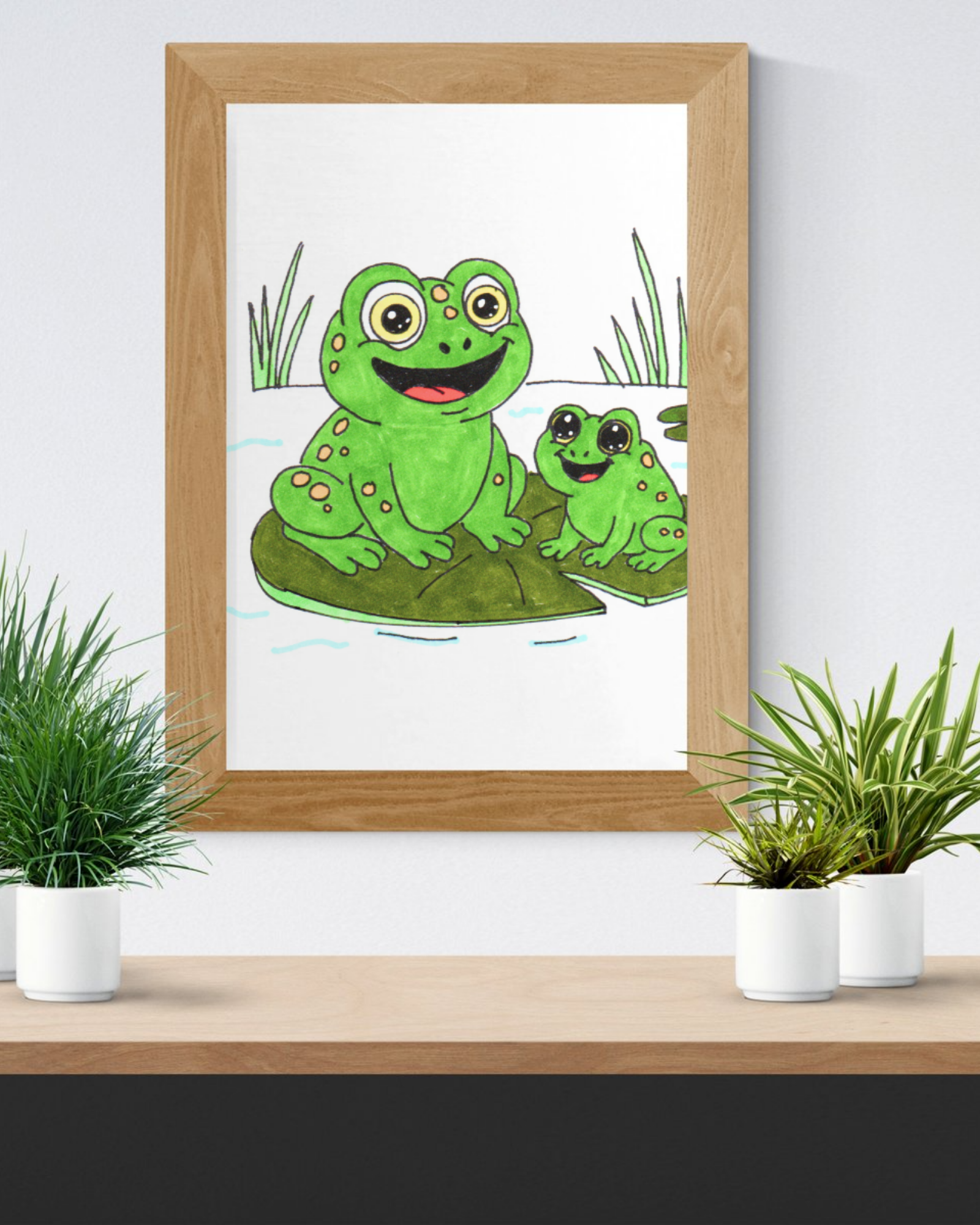 Lilly Pad New Frog Meets New Friend - Pond Printable Nursery Artwork Download