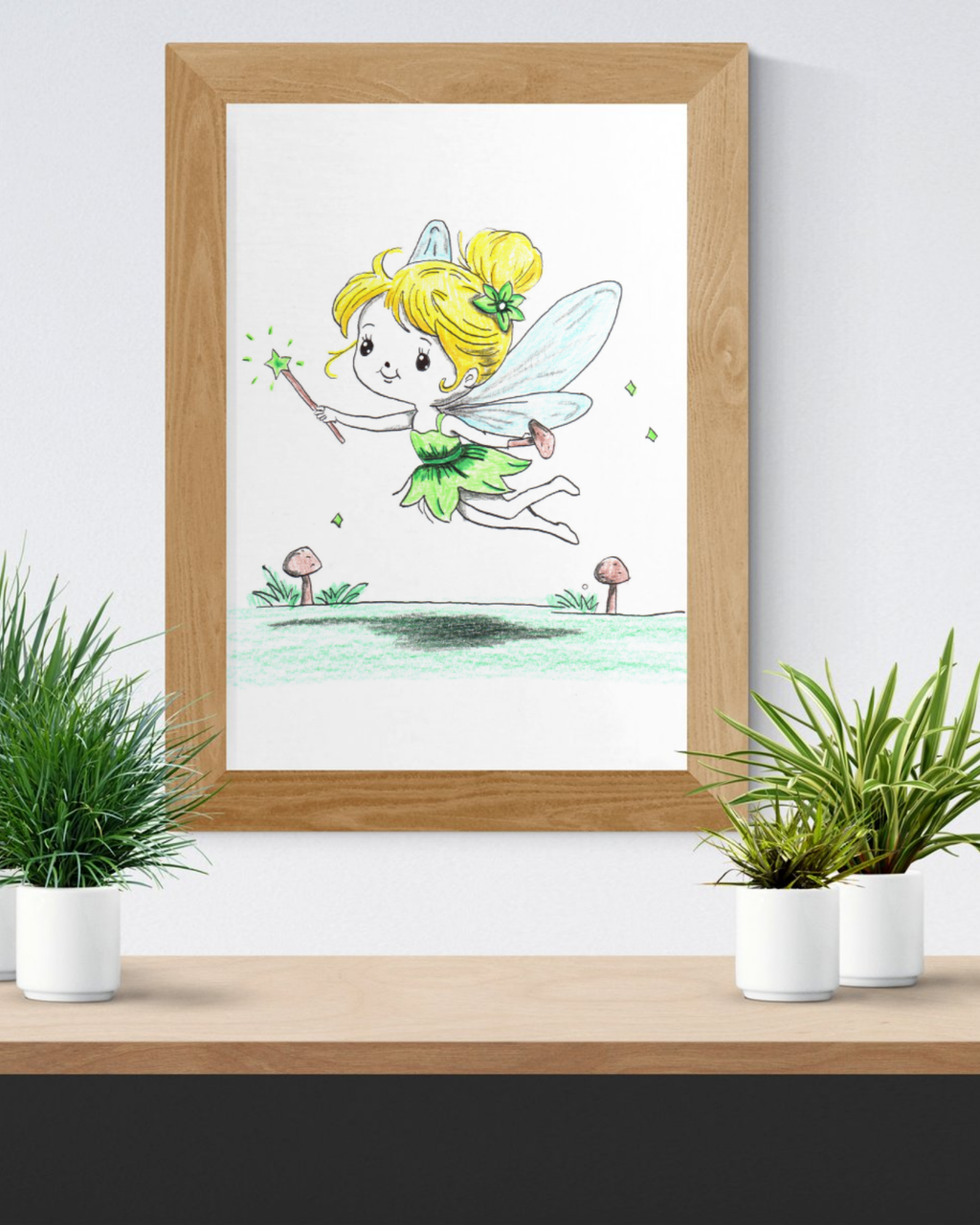 Fairy Mushrooms Poster, Nursery Wall Art, Cute Animal Illustration Print