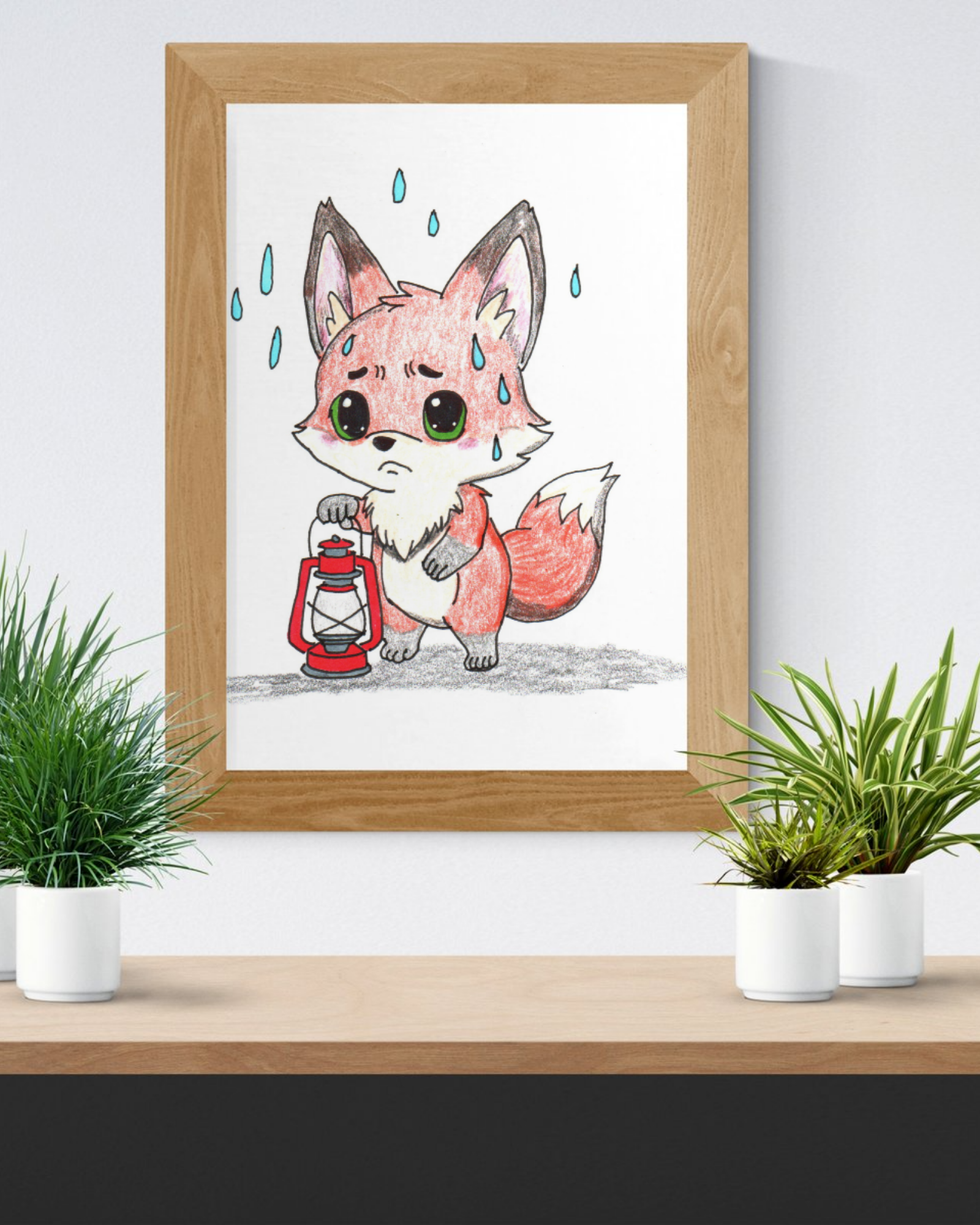 Lost Her Fire Fox Art Print | Hand Drawn Woodland Fox Wall Art | Lost & Found Critters