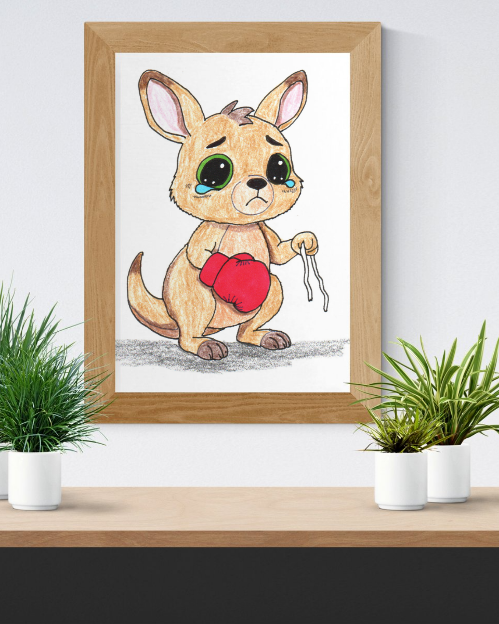 Lost & Found Kangaroo Print | She Lost It Boxing Kangaroo Wall Art | Hand Drawn Animal Decor