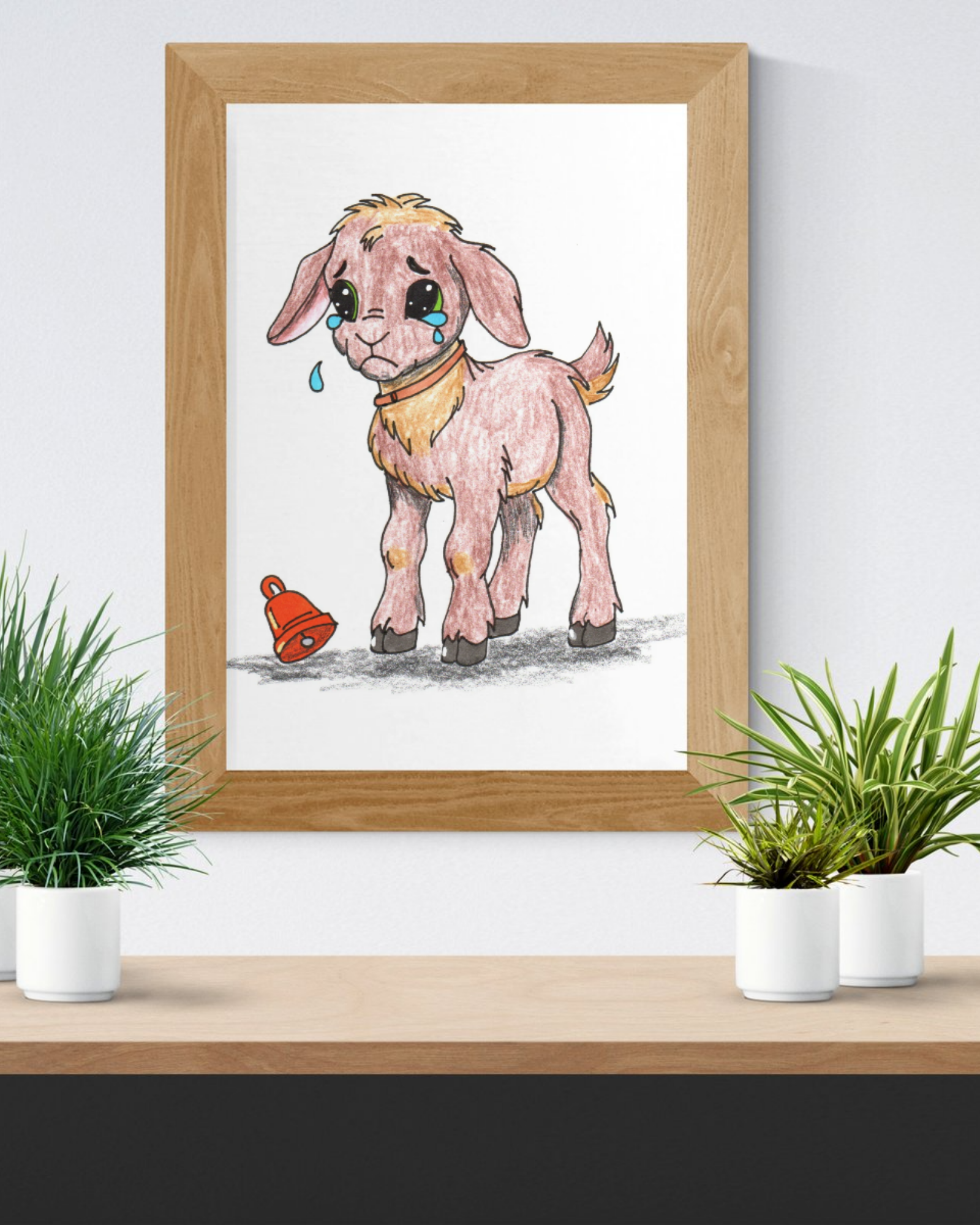 Lost & Found Goat Print | She Lost Her Bell Farm Animal Wall Art | Hand Drawn Critter Decor