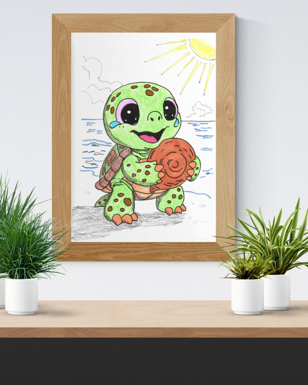 Sea Turtle Found Her Shell Print, Ocean Nursery Story Wall Decor