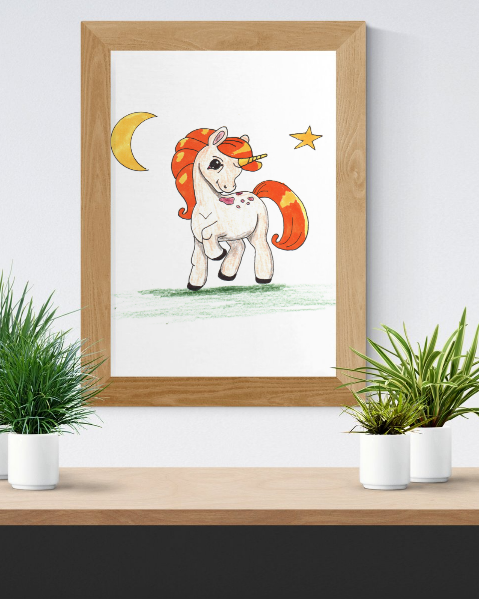 Unicorn Prancing Poster, Nursery Wall Art, Cute Animal Illustration Print