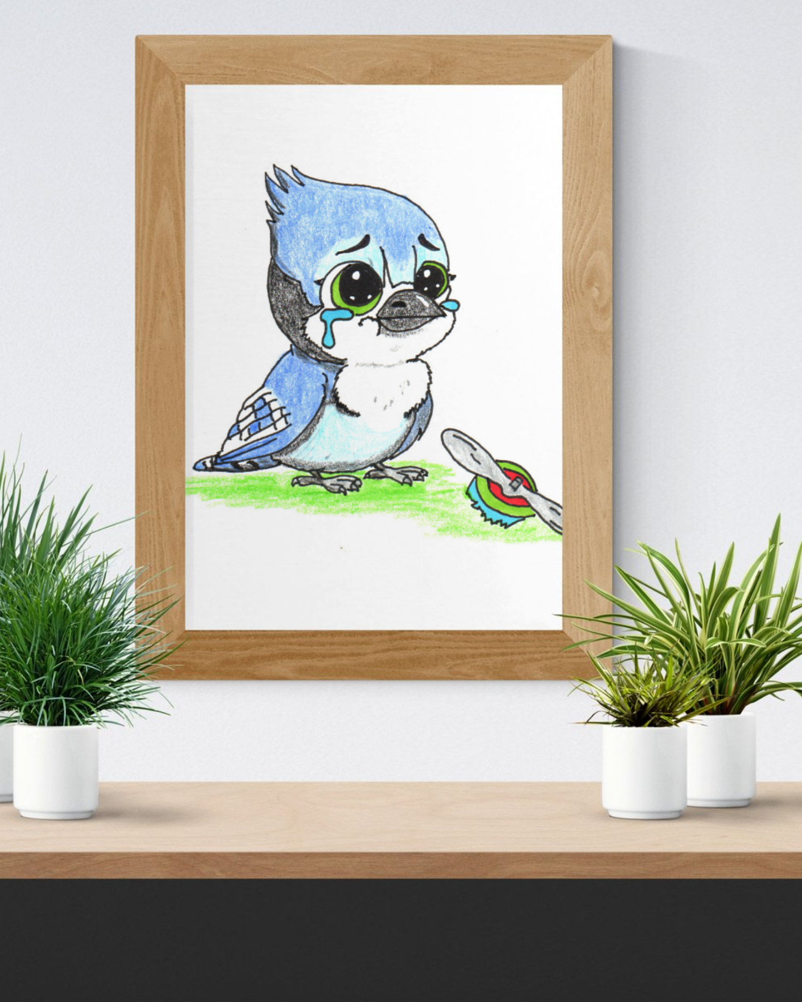 Blue Jay Lost His Airplane | Lost & Found Critters | Hand Drawn Bird Art Print