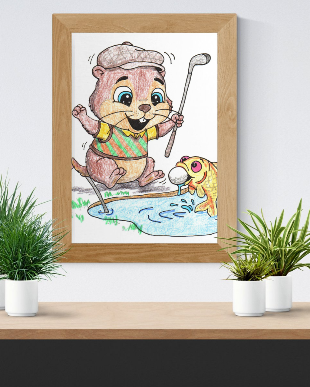 Gopher Finds His Golf Ball Print | Cute Golf Wall Art