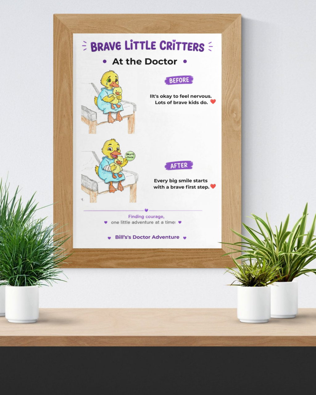 Duck Encouragement Poster | Pediatric Office Wall Art | Hand Drawn Nursery Print