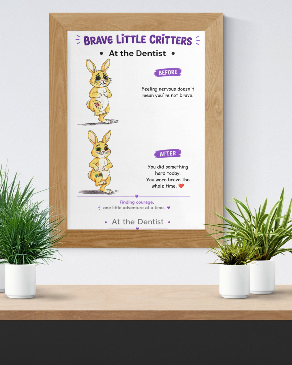 Brave Little Critters Encouragement Poster | Bunny Bandage Wall Art